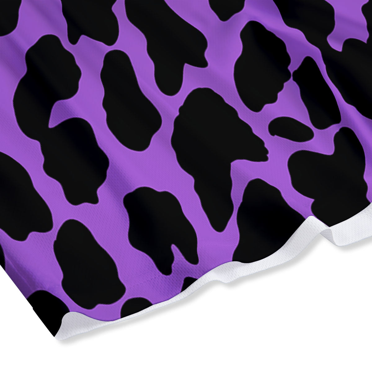 Cheetah Black And Purple Print Mesh Shorts