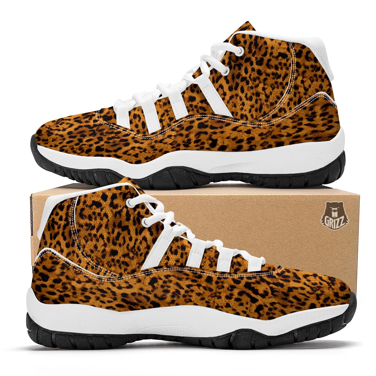 Cheetah Gold Print White Bball Shoes-grizzshop