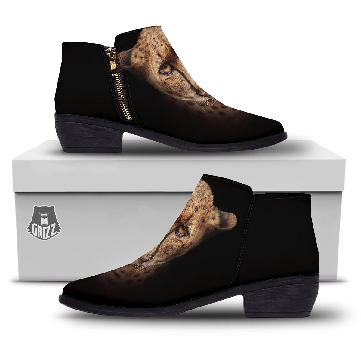 Cheetah Print Ankle Boots-grizzshop