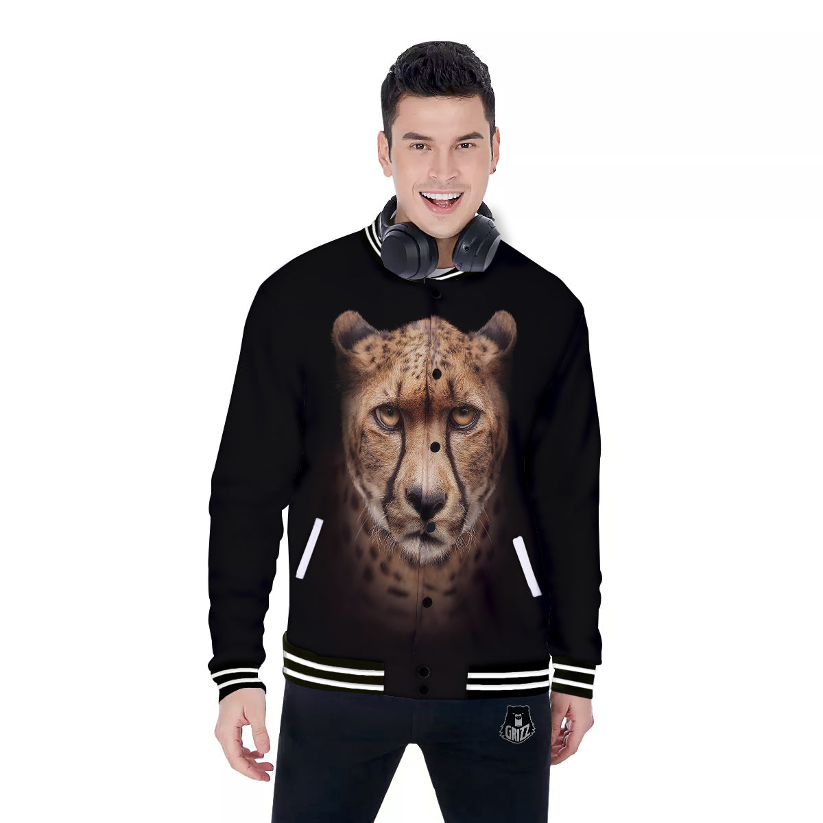 Cheetah Print Baseball Jacket-grizzshop
