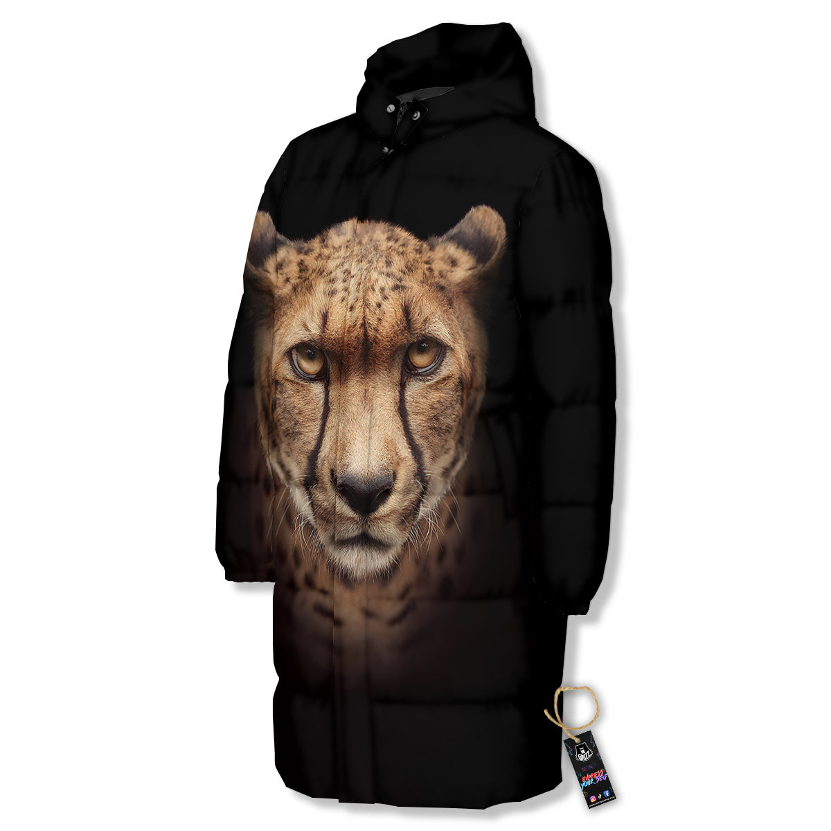 Cheetah Print Long Down Jacket-grizzshop