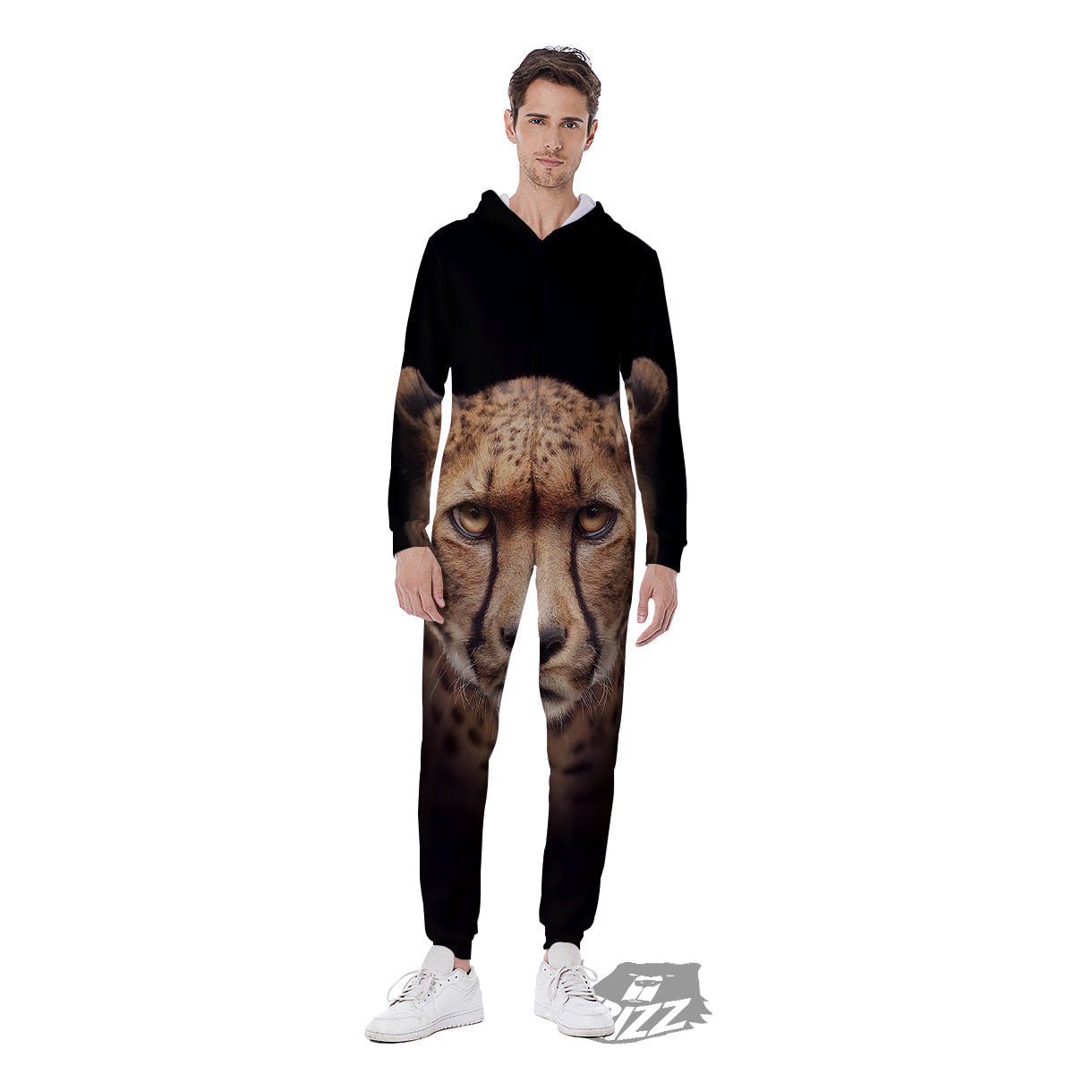 Cheetah Print Men's Jumpsuit-grizzshop