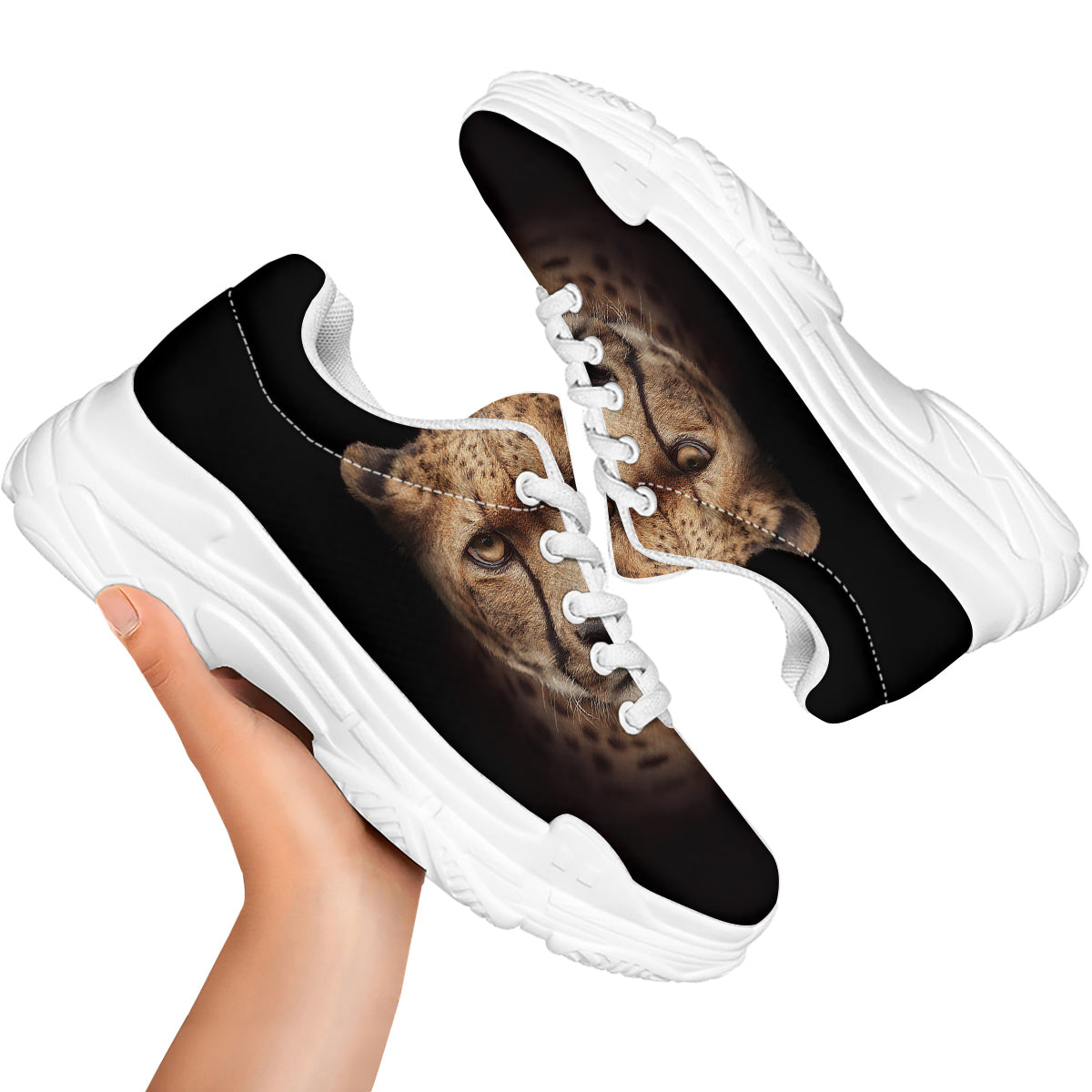 Cheetah Print White Chunky Shoes-grizzshop