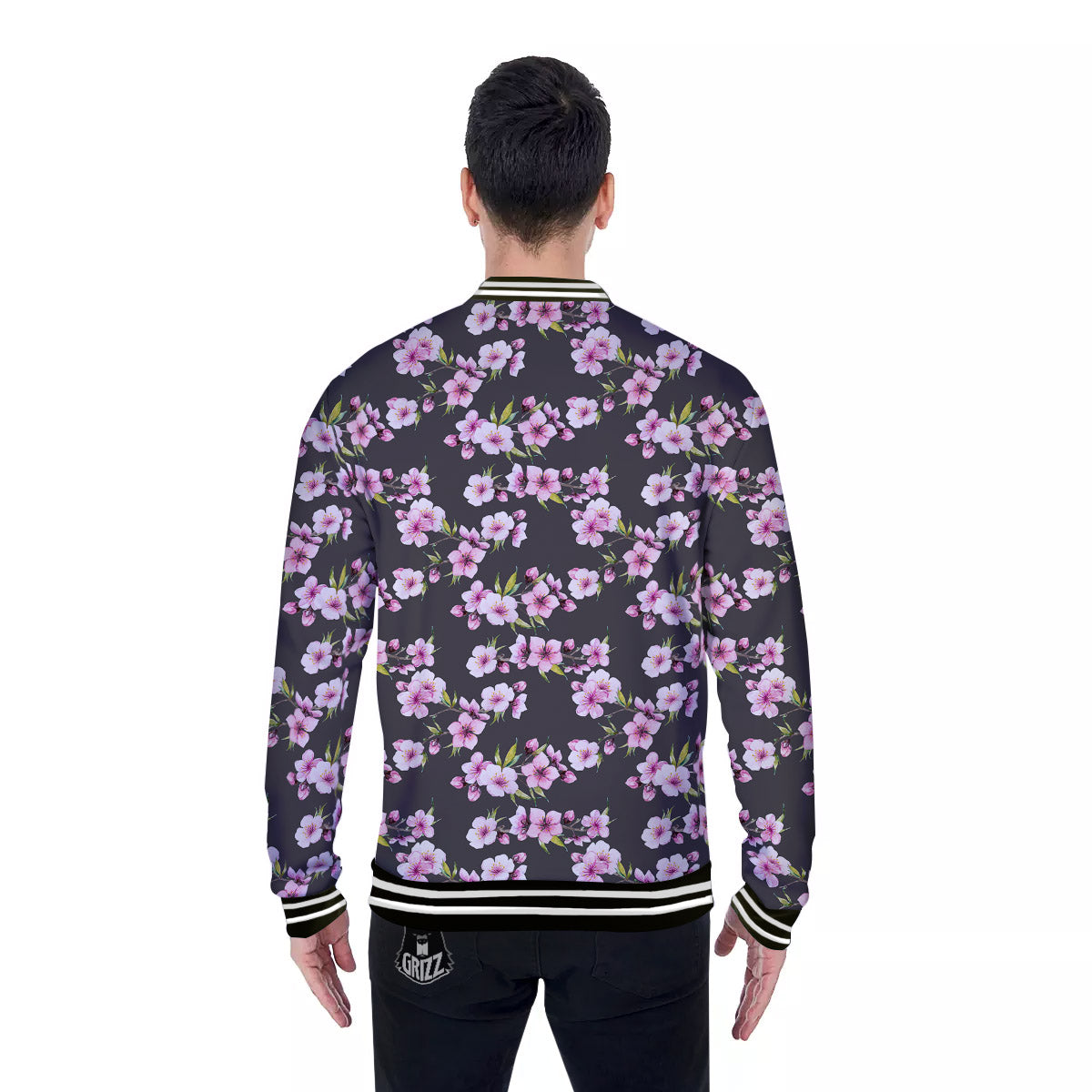 Cherry Blossom Chinese Print Pattern Baseball Jacket-grizzshop