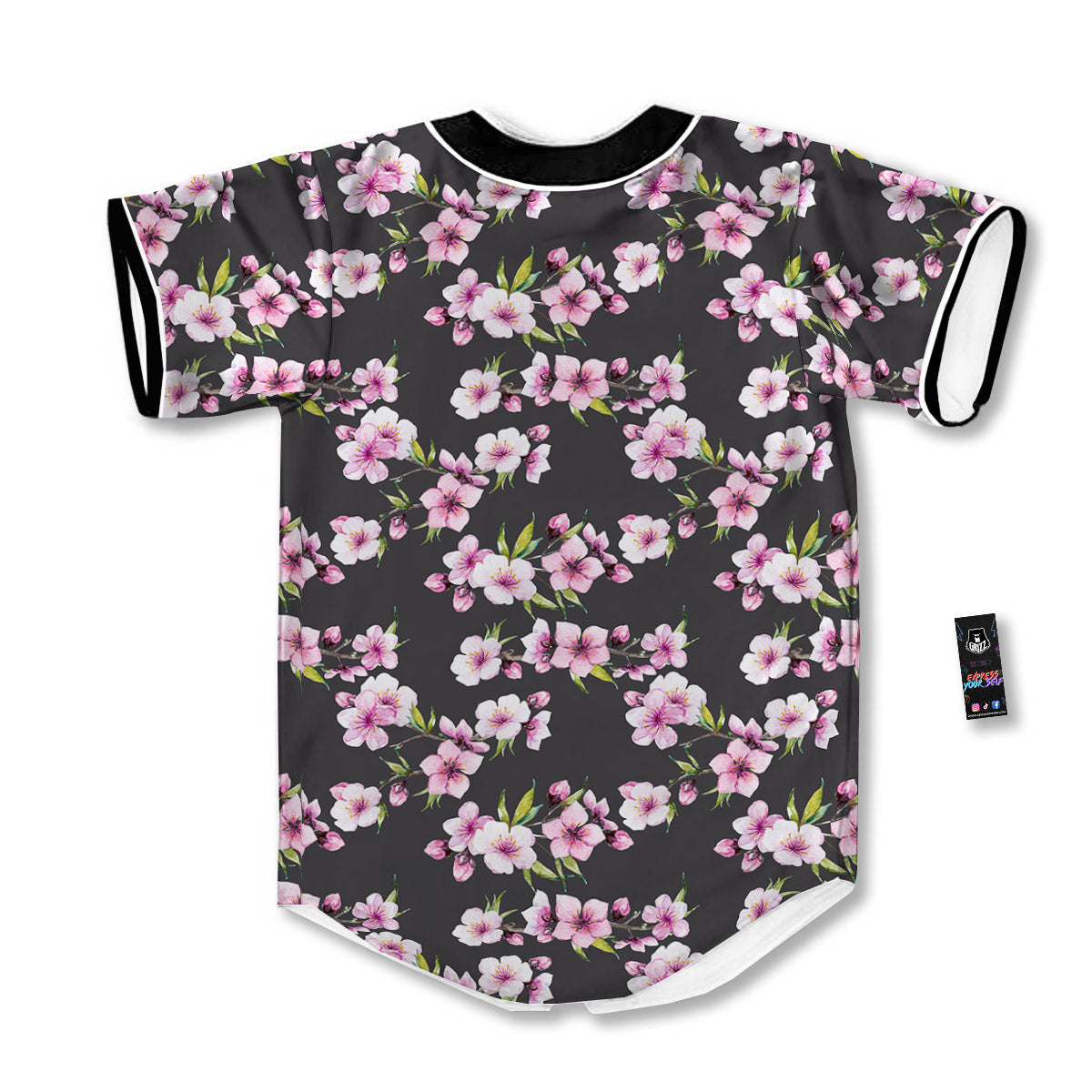 Cherry Blossom Chinese Print Pattern Baseball Jersey-grizzshop