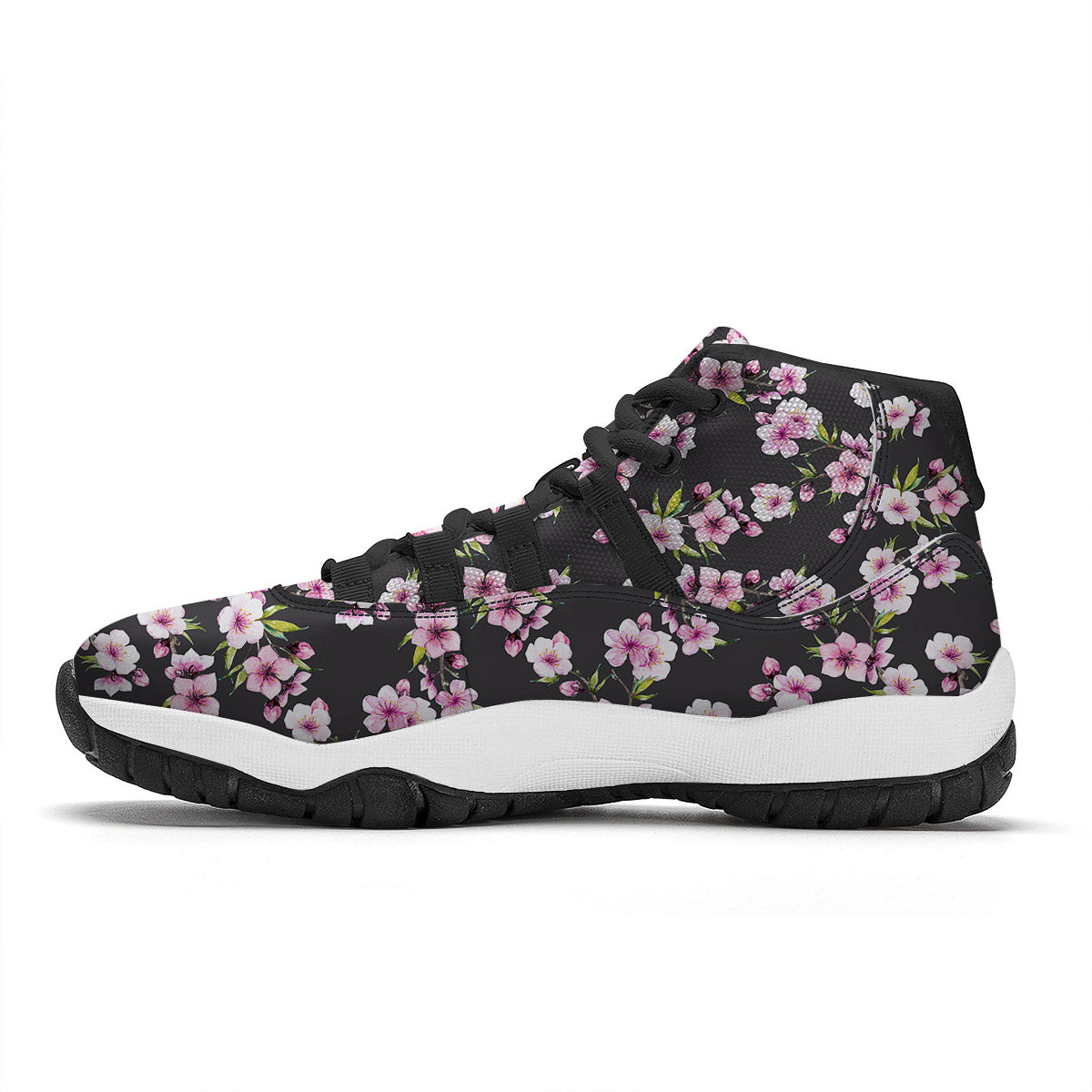 Cherry Blossom Chinese Print Pattern Black Bball Shoes-grizzshop