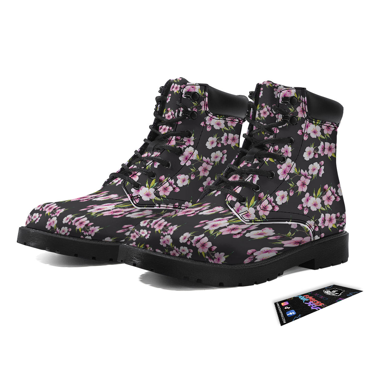 Cherry Blossom Chinese Print Pattern Boots-grizzshop