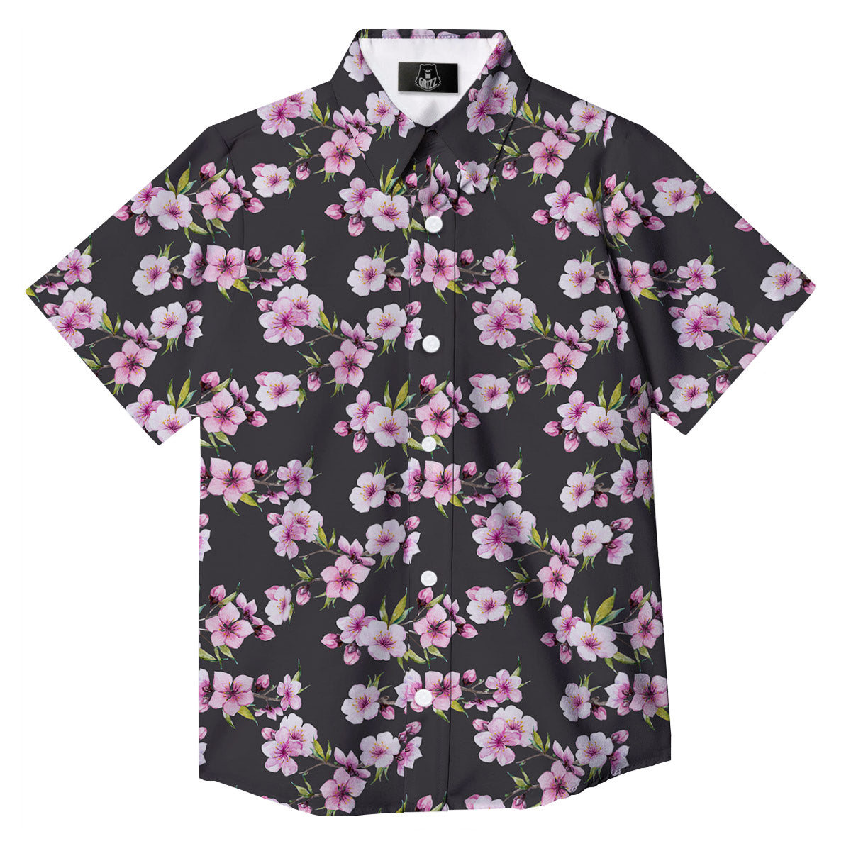 Cherry Blossom Chinese Print Pattern Button Up Shirt-grizzshop