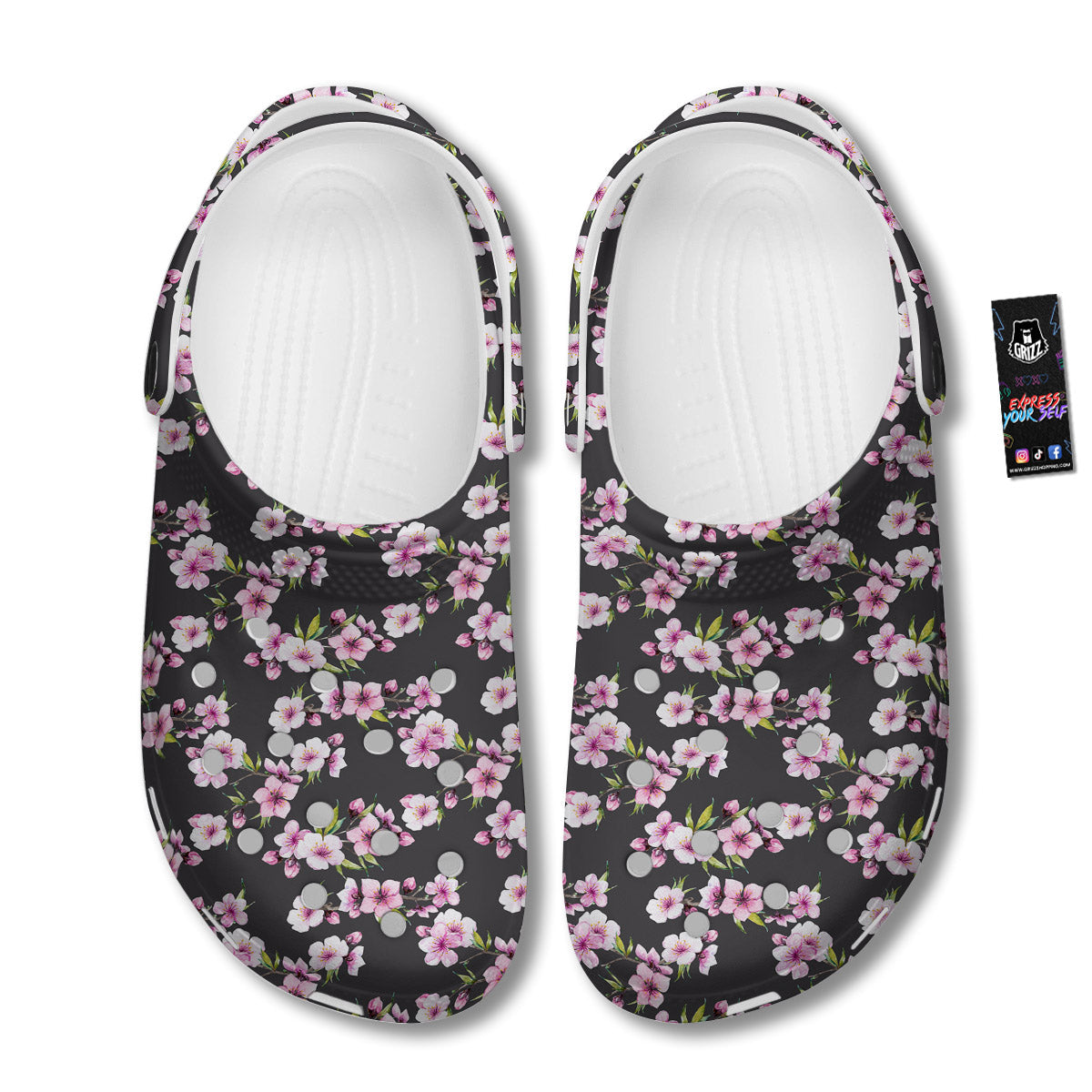 Cherry Blossom Chinese Print Pattern Clog-grizzshop