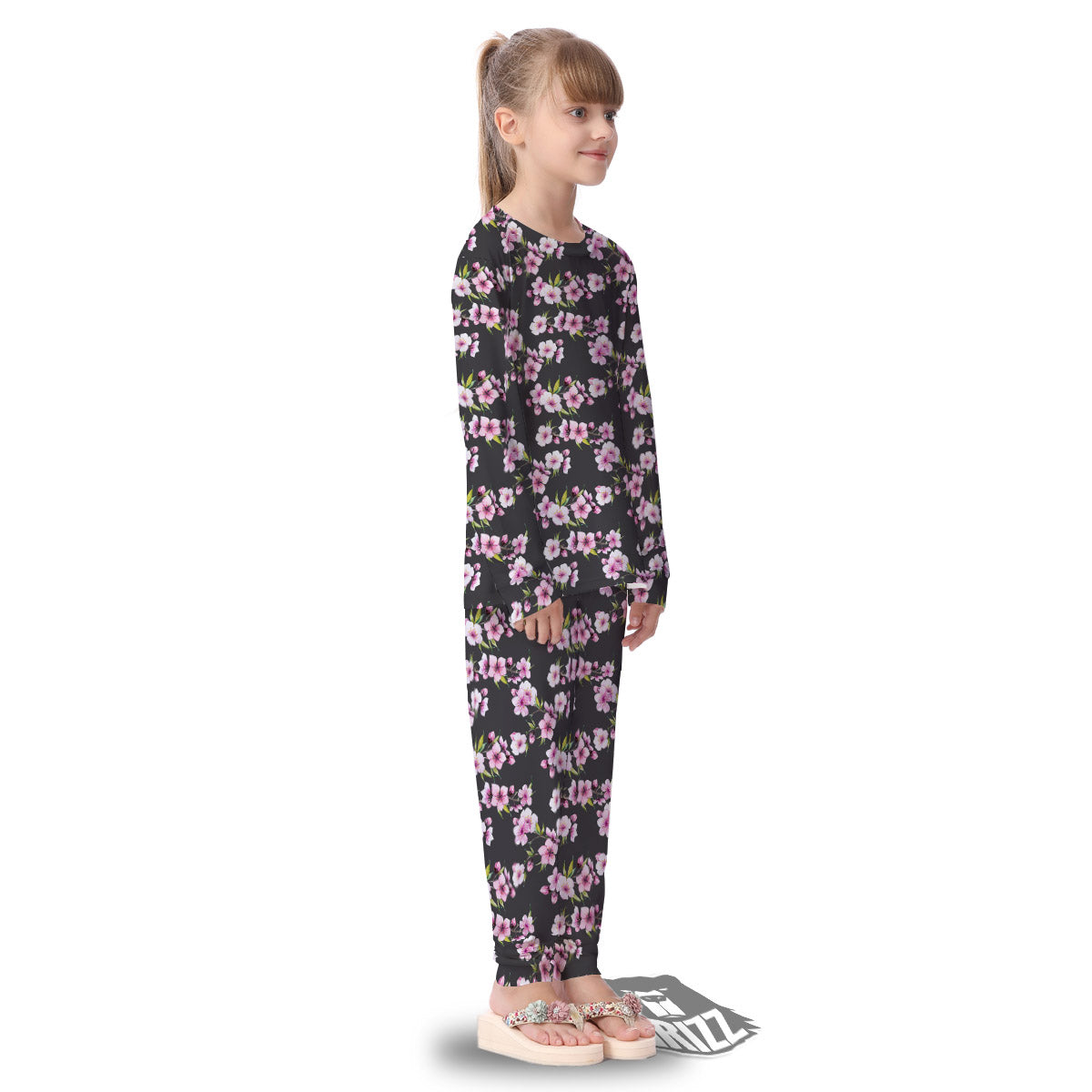 Cherry Blossom Chinese Print Pattern Kid's Pajamas-grizzshop
