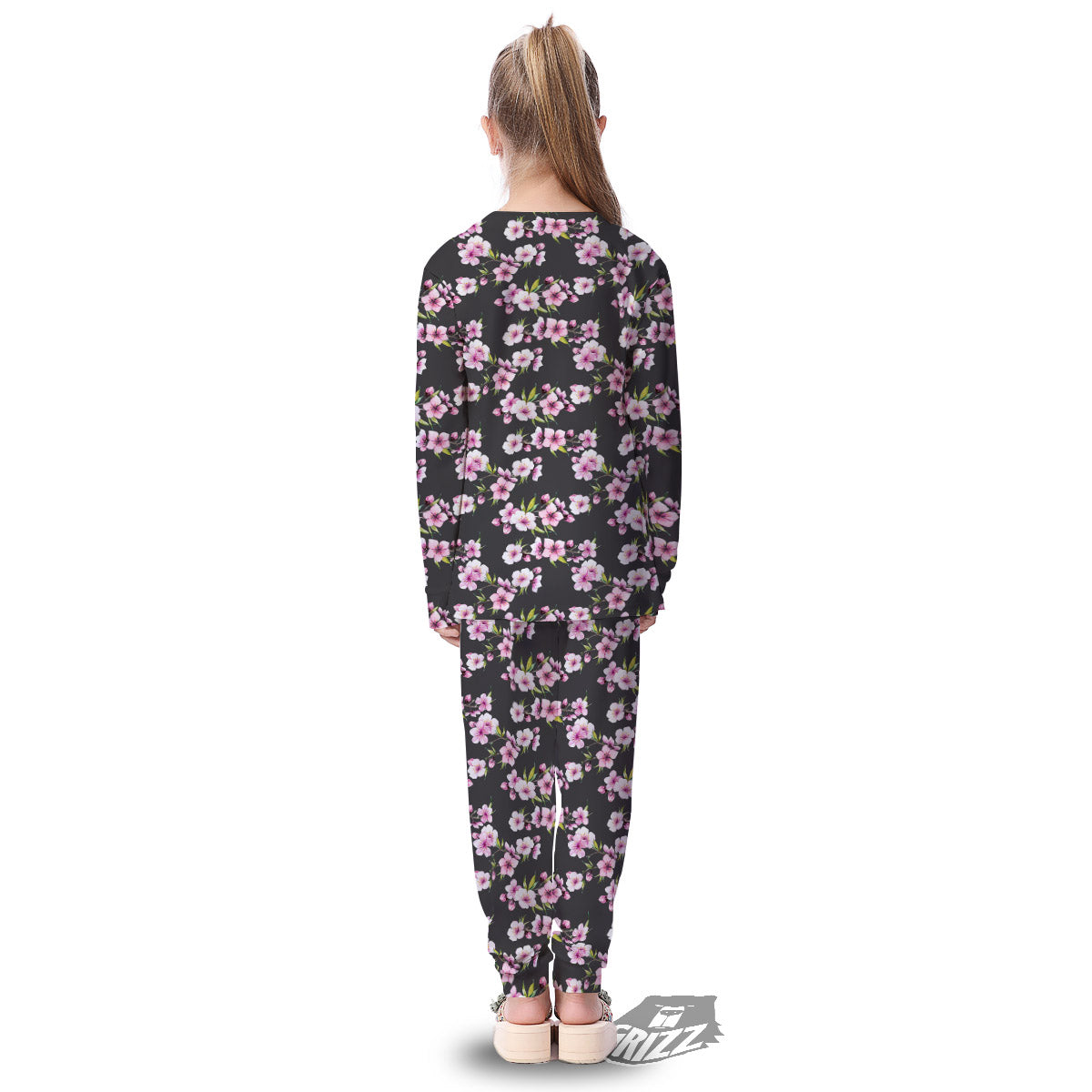 Cherry Blossom Chinese Print Pattern Kid's Pajamas-grizzshop