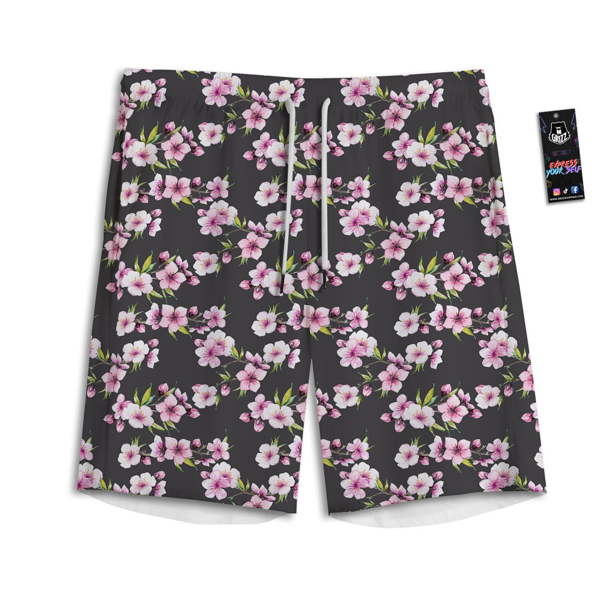 Cherry Blossom Chinese Print Pattern Men's Athletic Shorts