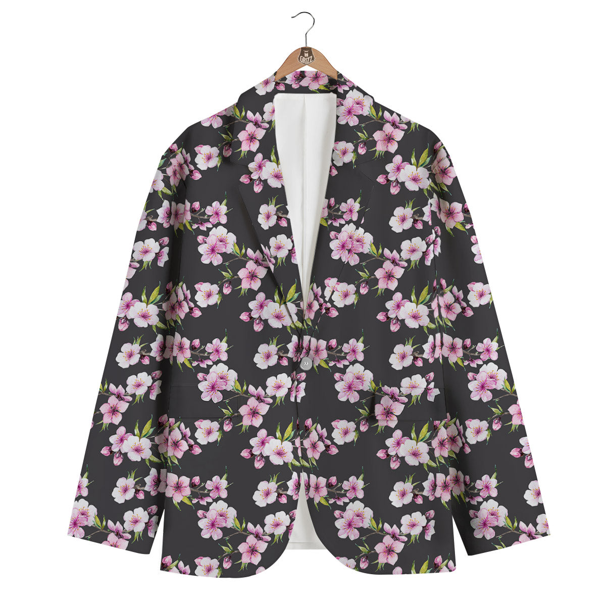Cherry Blossom Chinese Print Pattern Men's Blazer-grizzshop
