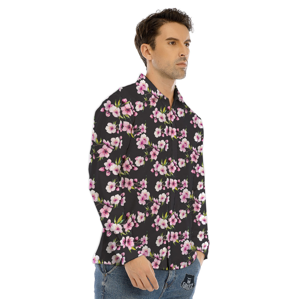 Cherry Blossom Chinese Print Pattern Men's Dress Shirts-grizzshop