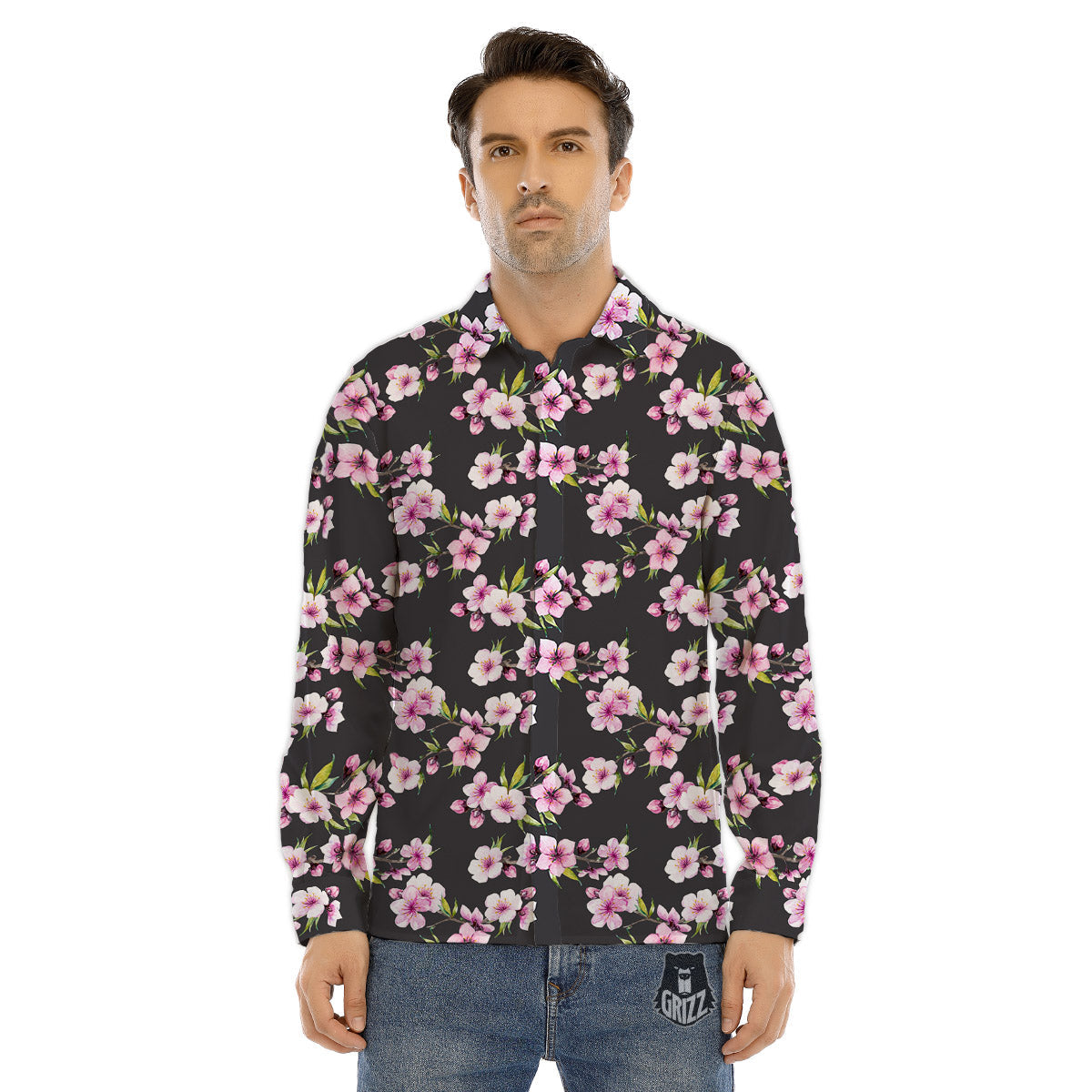 Cherry Blossom Chinese Print Pattern Men's Dress Shirts-grizzshop