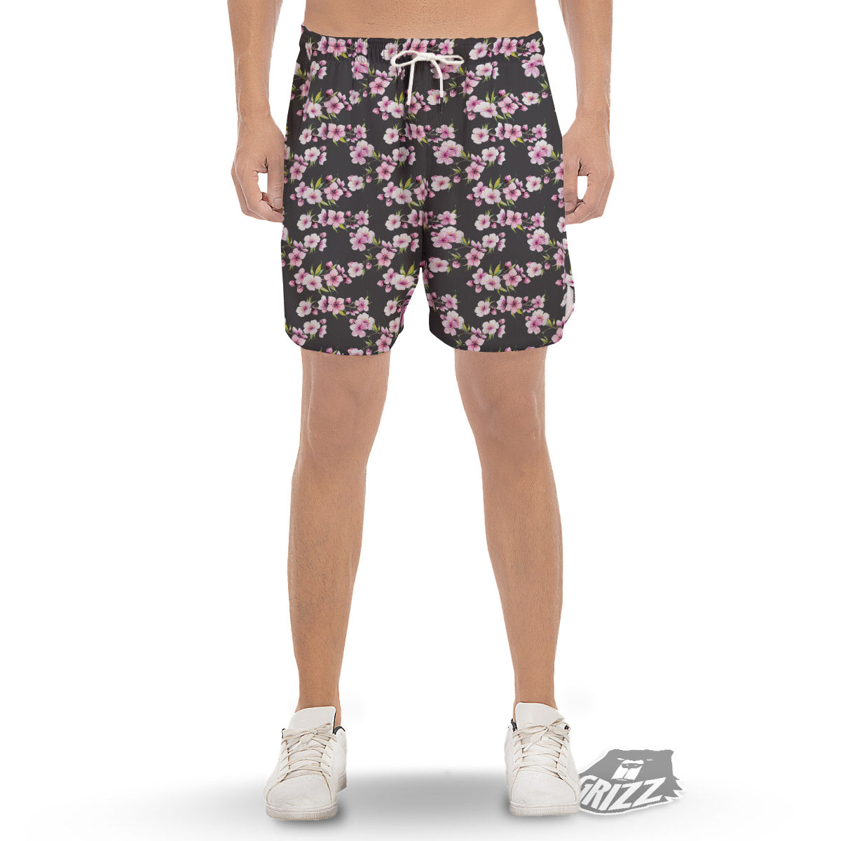 Cherry Blossom Chinese Print Pattern Men's Gym Shorts-grizzshop