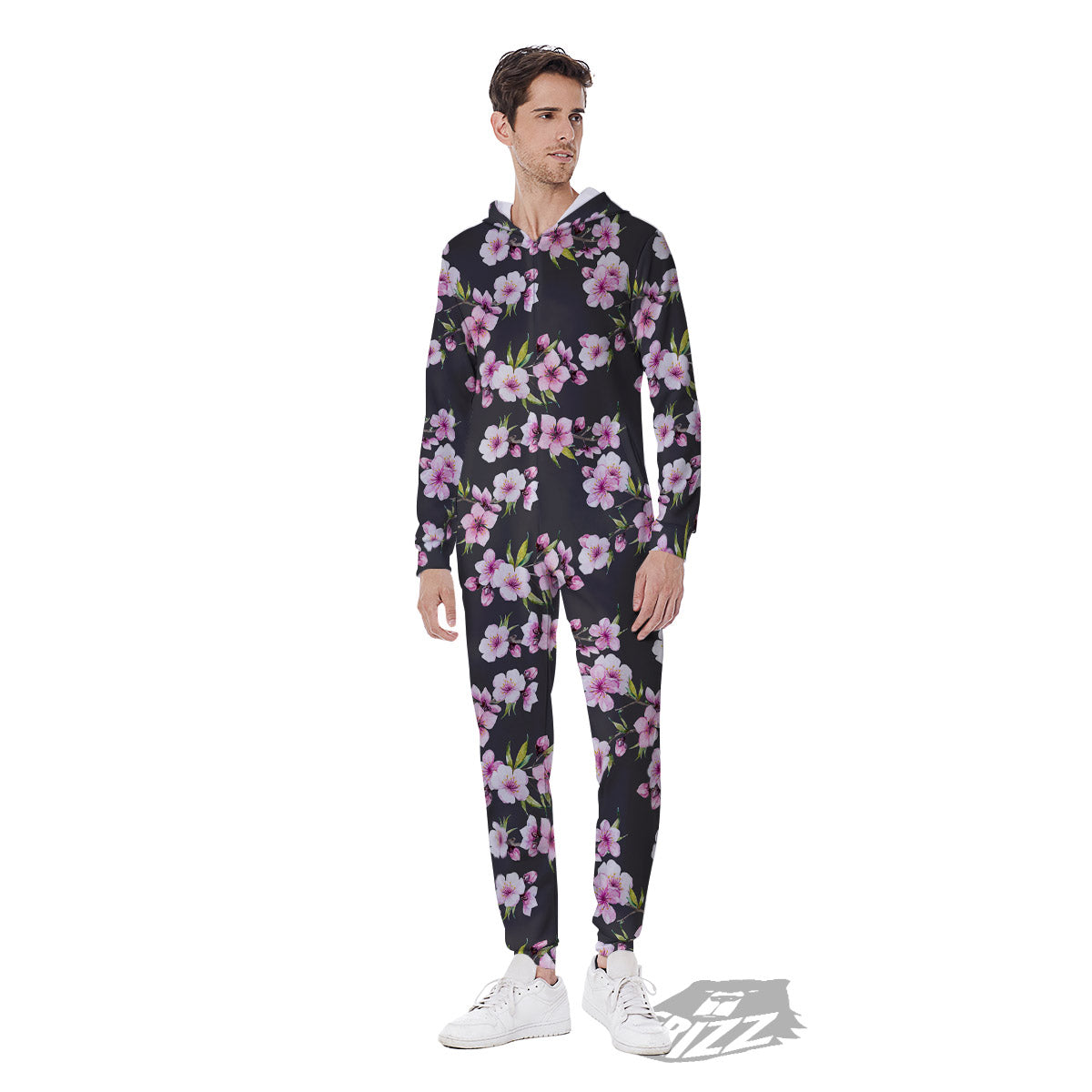 Cherry Blossom Chinese Print Pattern Men's Jumpsuit-grizzshop