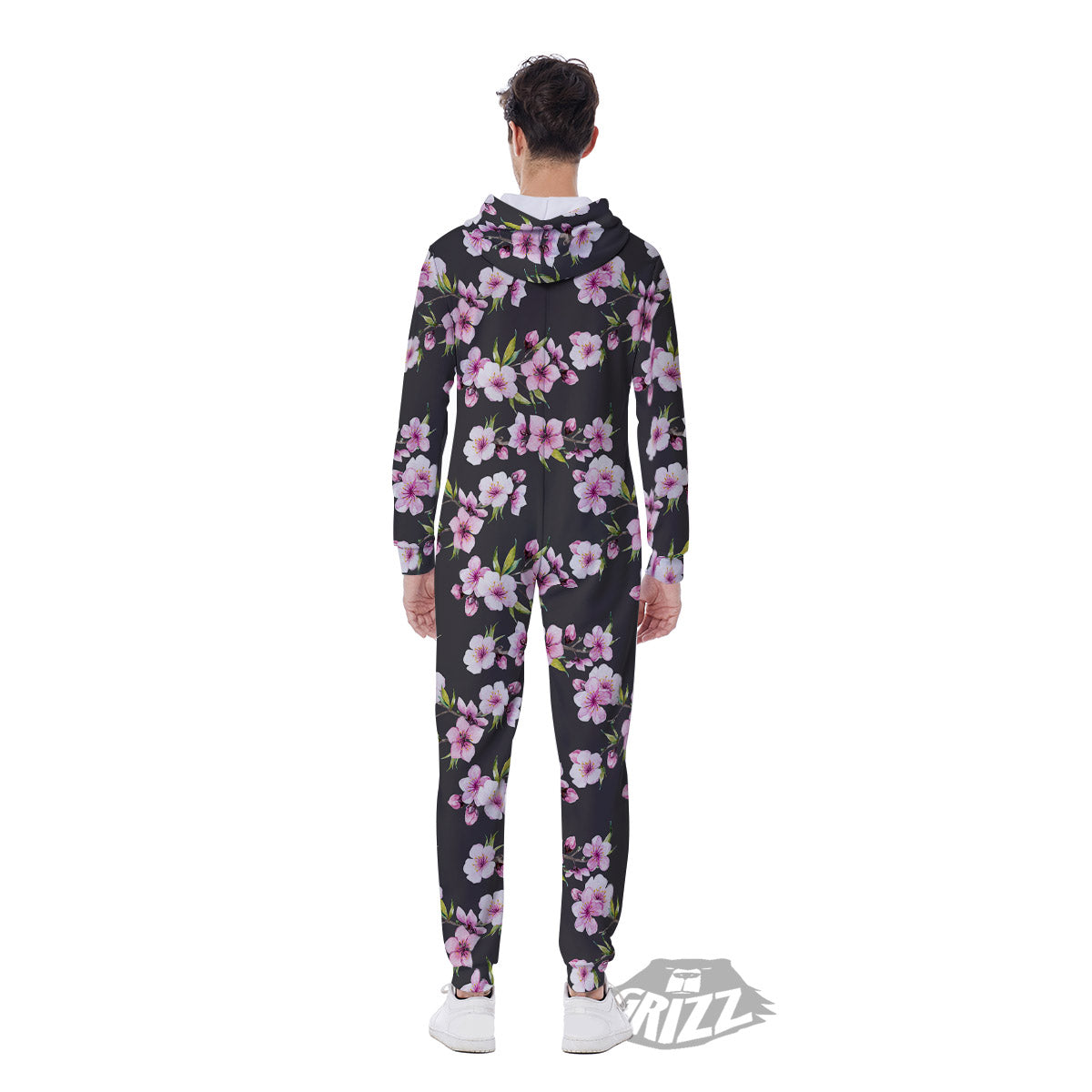 Cherry Blossom Chinese Print Pattern Men's Jumpsuit-grizzshop