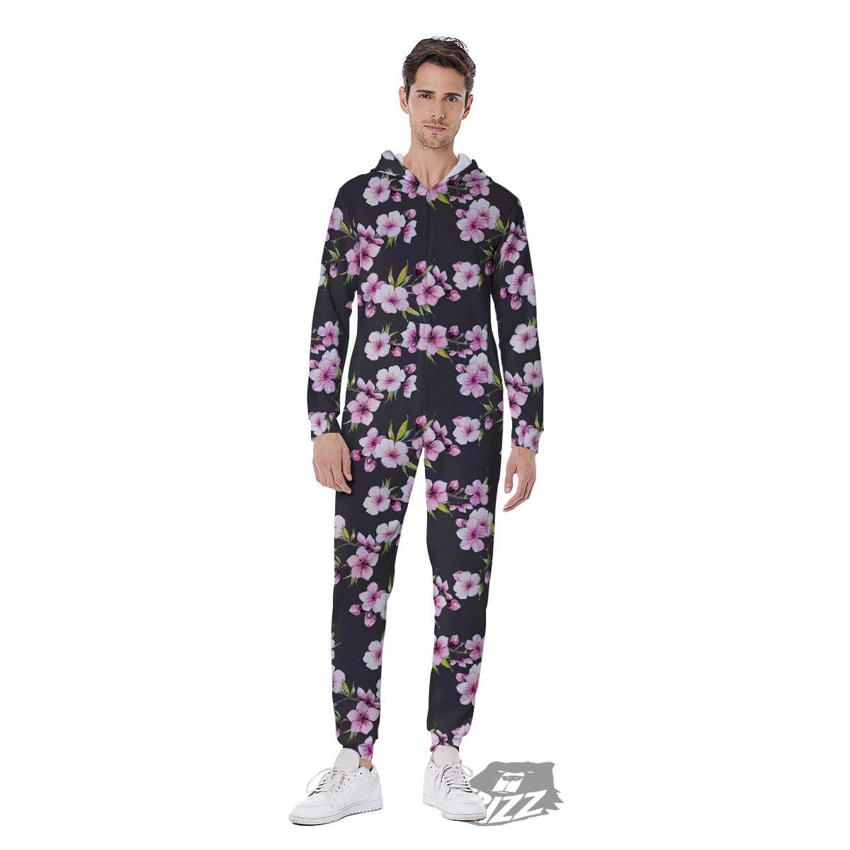Cherry Blossom Chinese Print Pattern Men's Jumpsuit-grizzshop