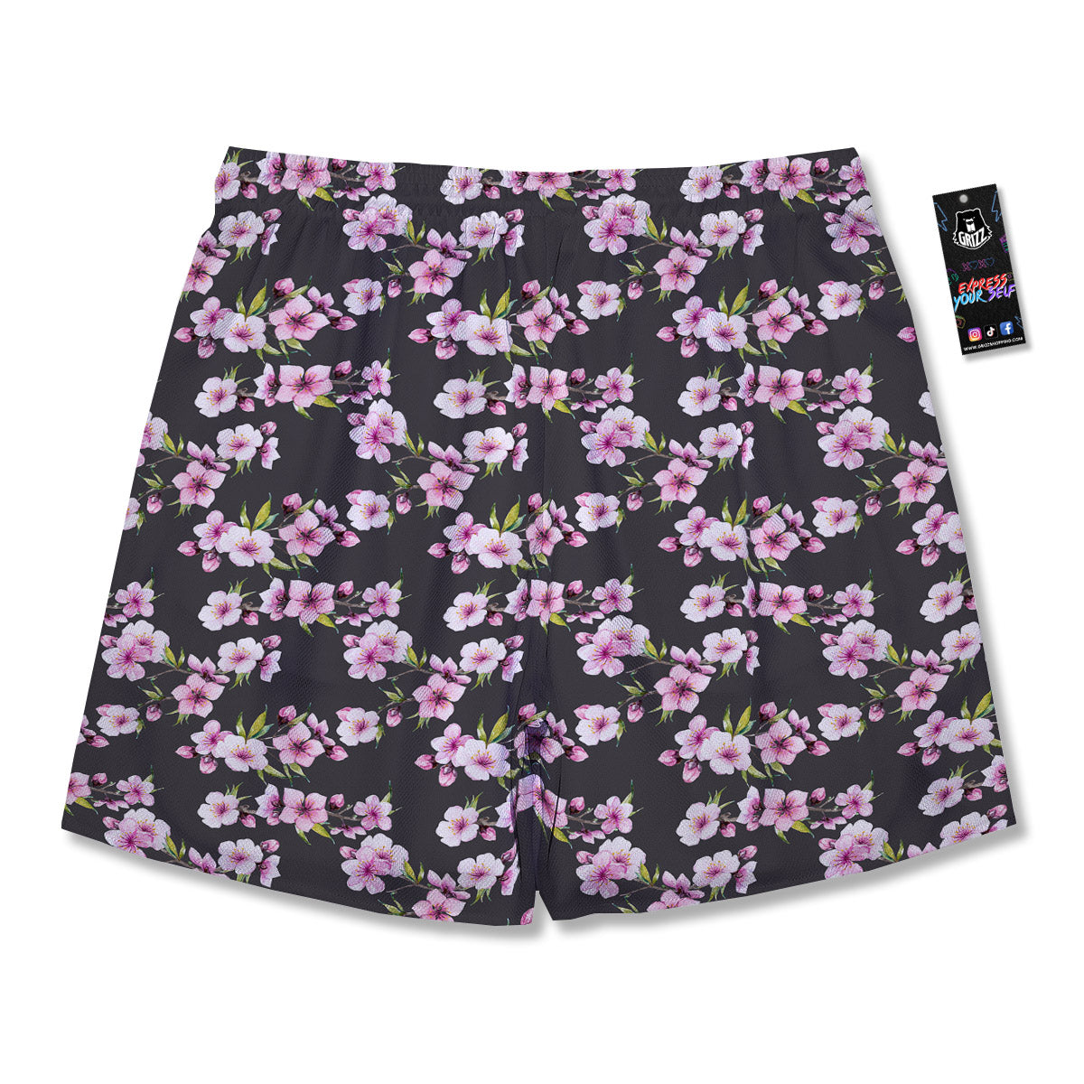 Cherry Blossom Chinese Print Pattern Men's Running Shorts-grizzshop