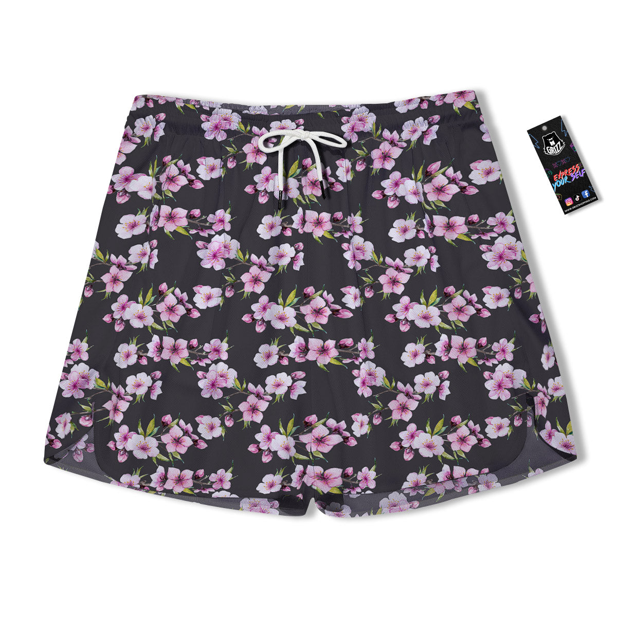 Cherry Blossom Chinese Print Pattern Men's Running Shorts-grizzshop
