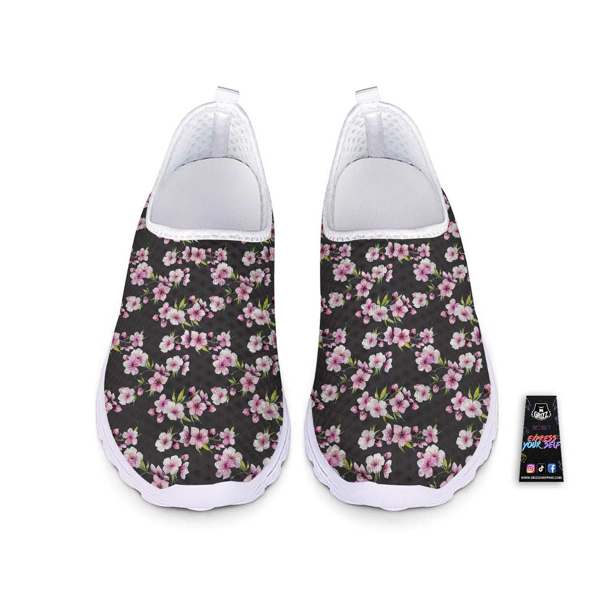 Cherry Blossom Chinese Print Pattern Nurse Shoes-grizzshop