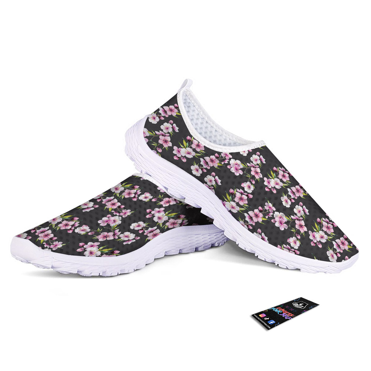 Cherry Blossom Chinese Print Pattern Nurse Shoes-grizzshop
