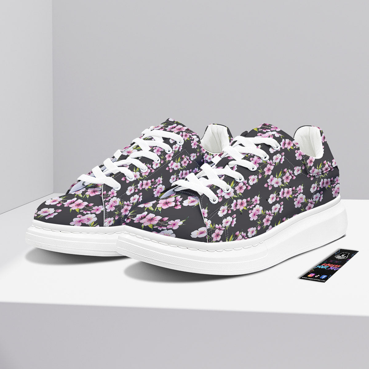 Cherry Blossom Chinese Print Pattern Platform Shoes-grizzshop