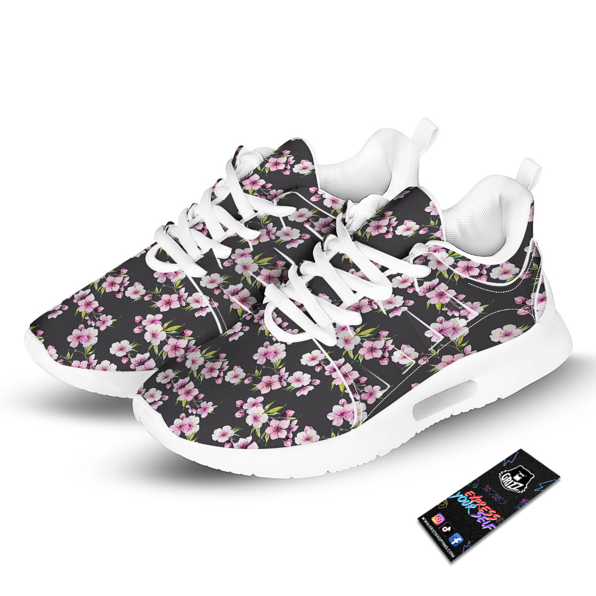Cherry Blossom Chinese Print Pattern Tennis Shoes-grizzshop