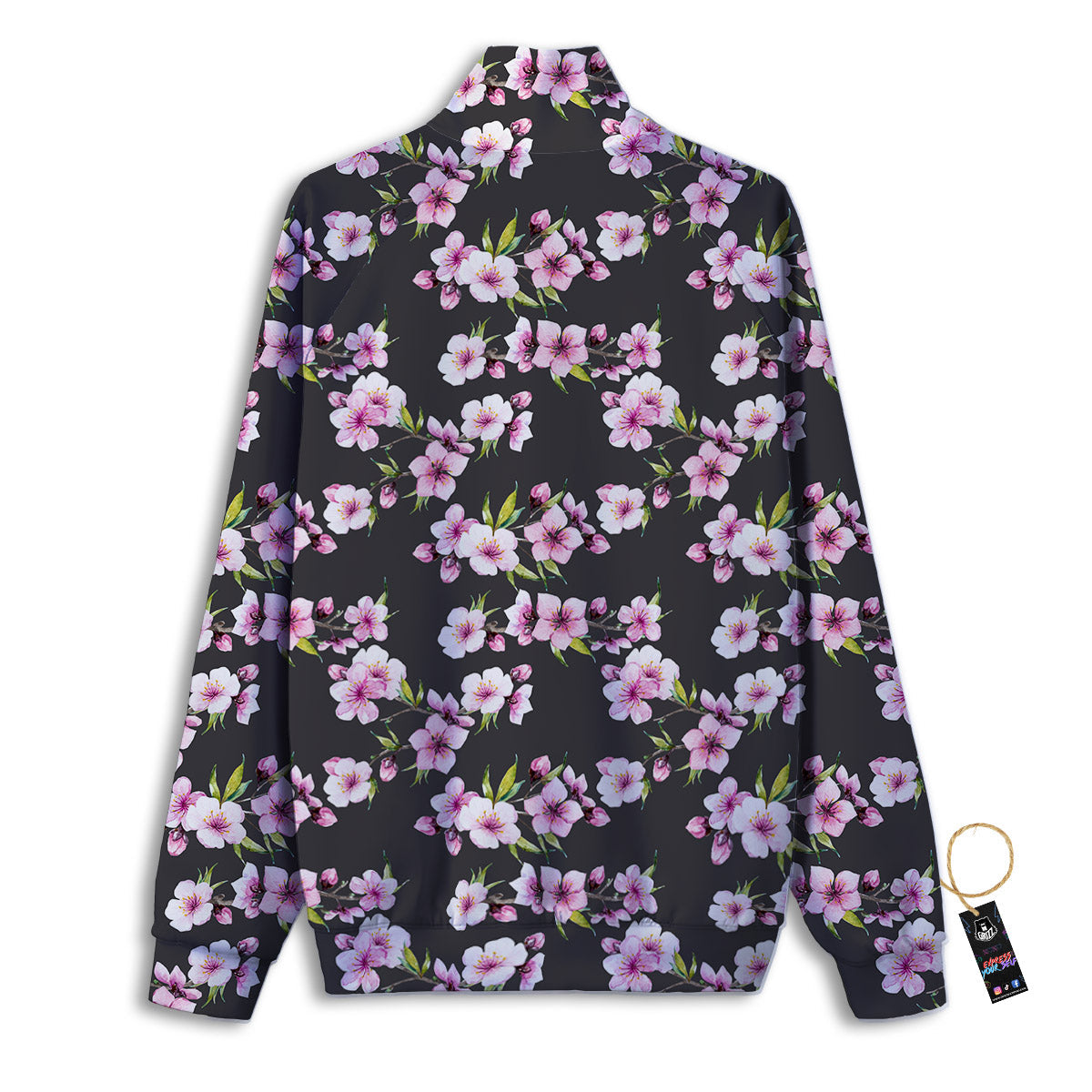 Cherry Blossom Chinese Print Pattern Track Jacket-grizzshop