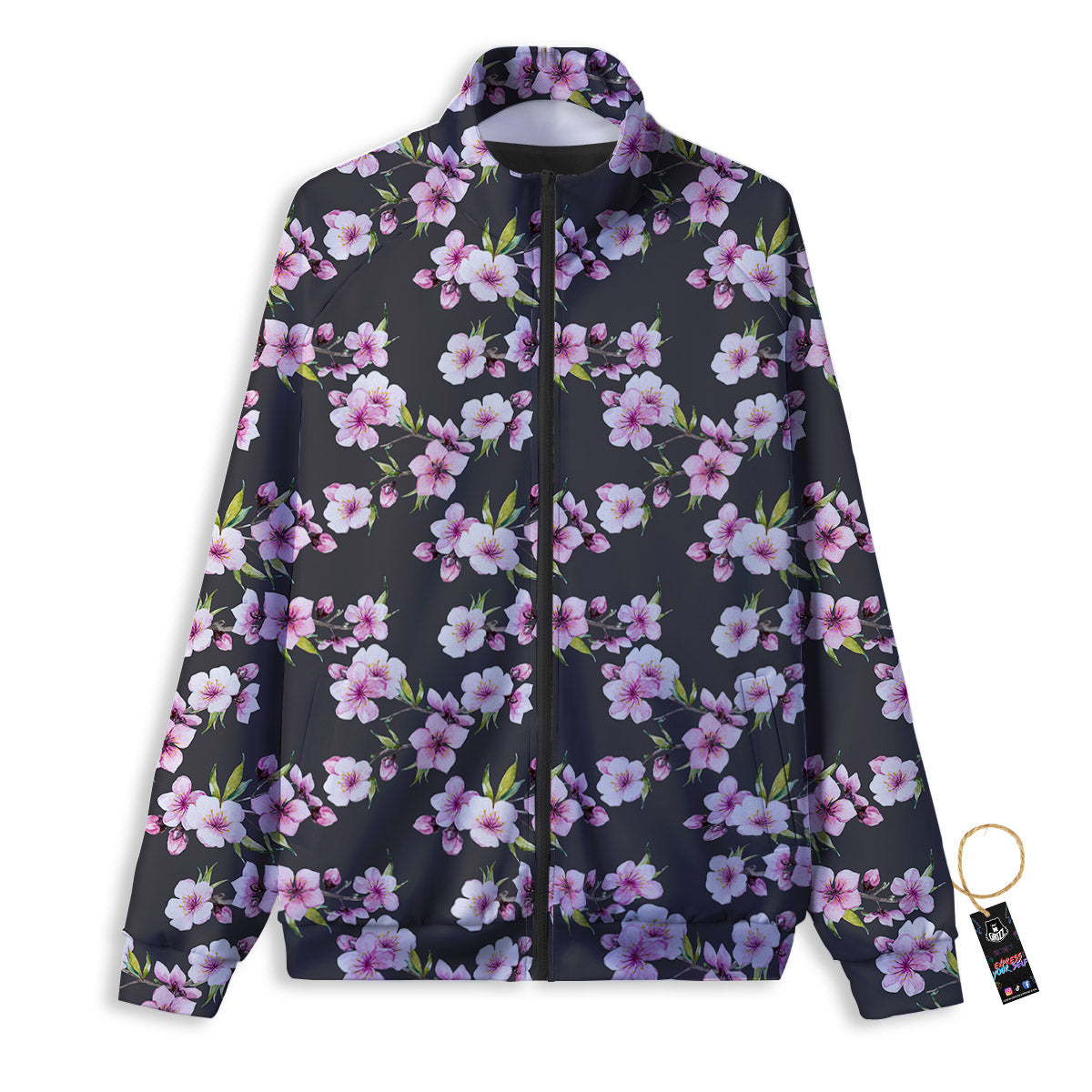 Cherry Blossom Chinese Print Pattern Track Jacket-grizzshop