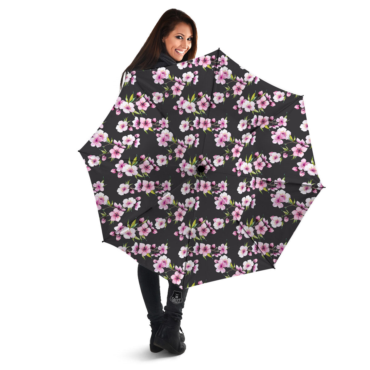Cherry Blossom Chinese Print Pattern Umbrella-grizzshop