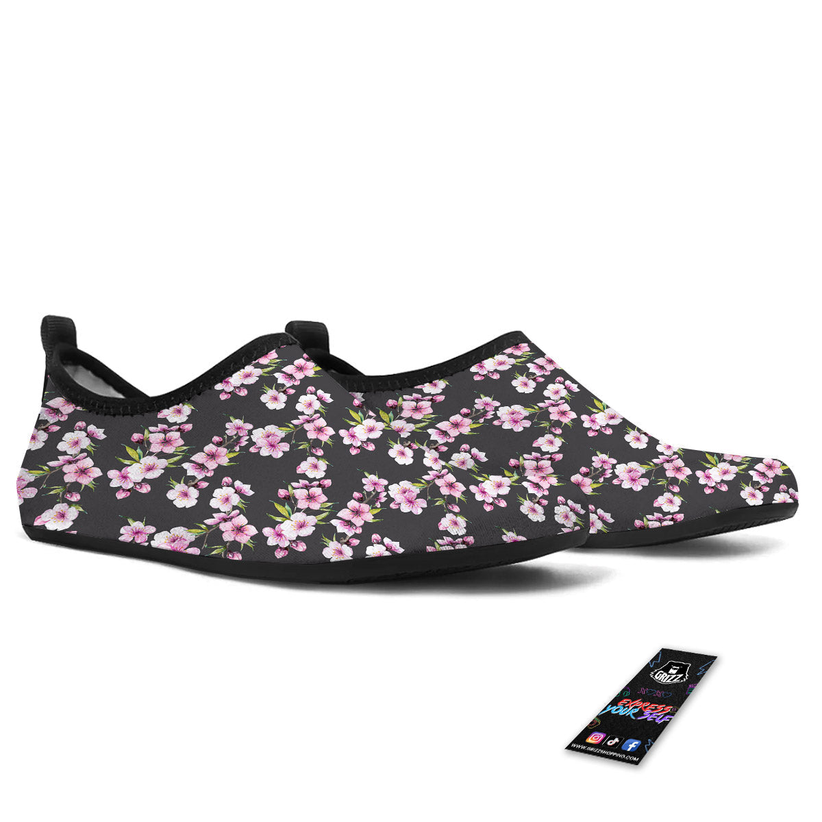 Cherry Blossom Chinese Print Pattern Water Shoes-grizzshop