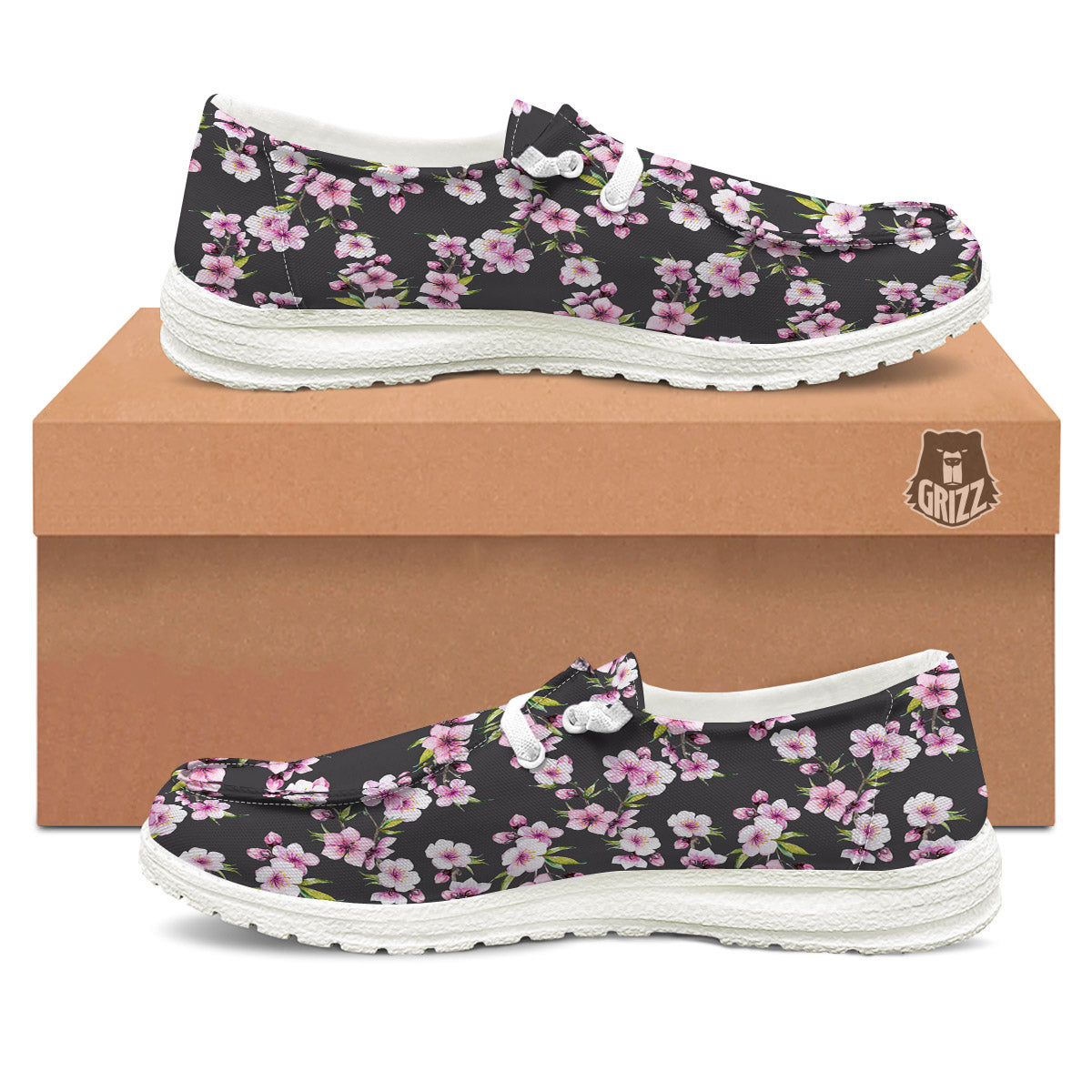 Cherry Blossom Chinese Print Pattern White Loafers-grizzshop