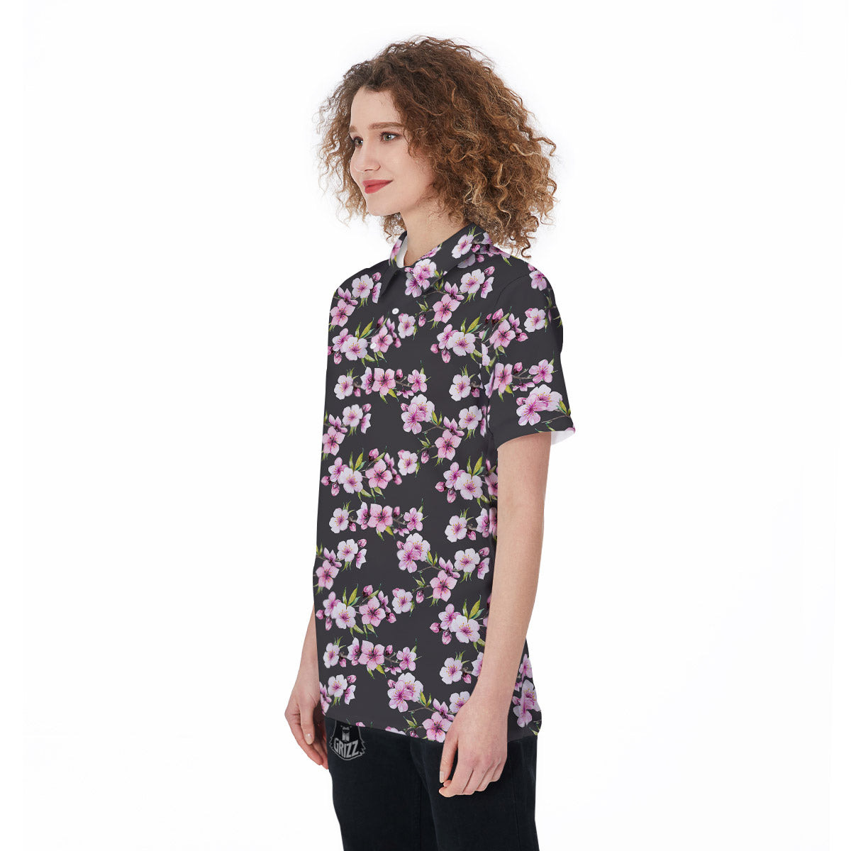 Cherry Blossom Chinese Print Pattern Women's Golf Shirts-grizzshop