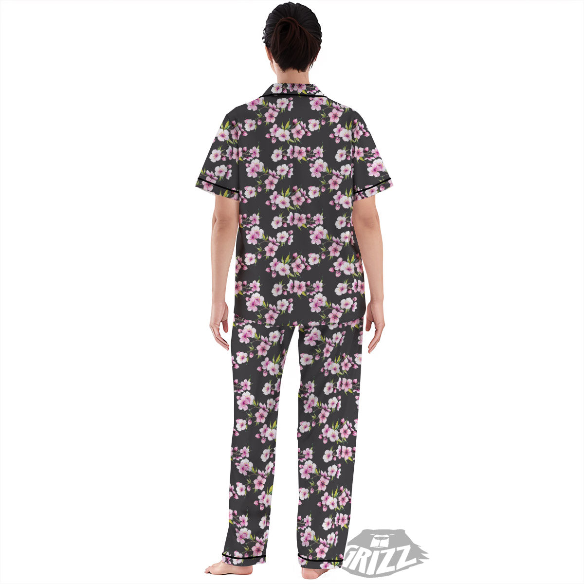 Cherry Blossom Chinese Print Pattern Women's Pajamas Set-grizzshop