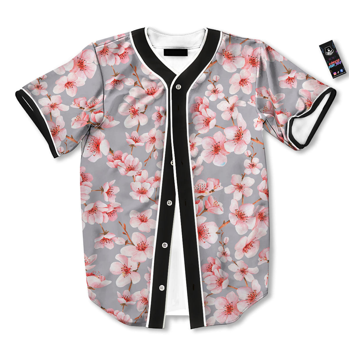 Cherry Blossom Japanese Print Pattern Baseball Jersey-grizzshop