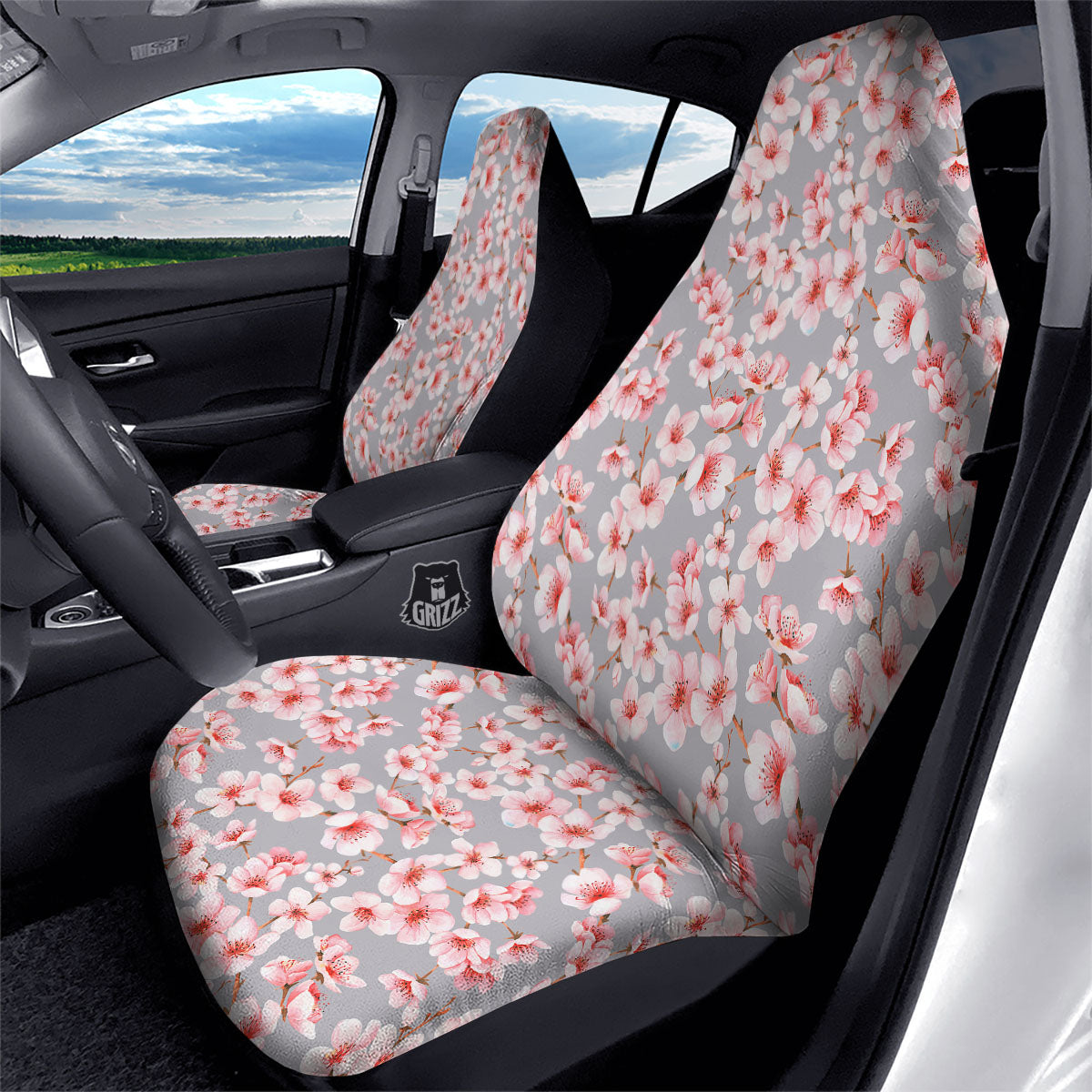 Cherry Blossom Japanese Print Pattern Car Seat Covers-grizzshop