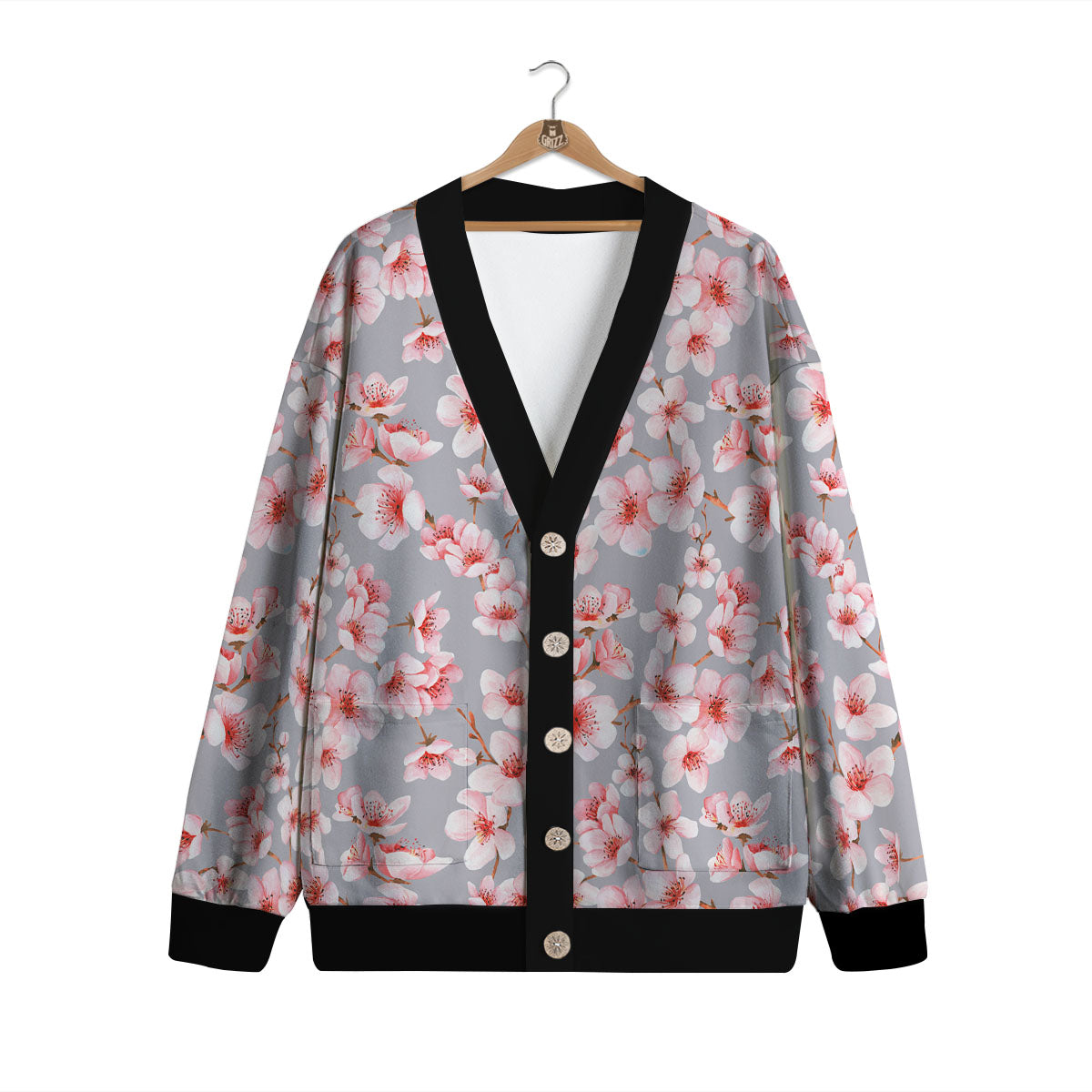 Cherry Blossom Japanese Print Pattern Cardigan-grizzshop