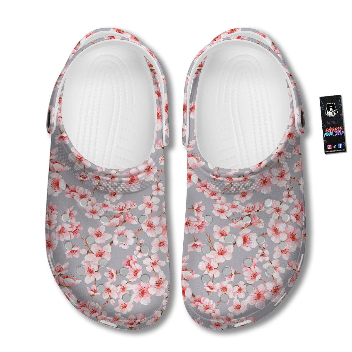 Cherry Blossom Japanese Print Pattern Clog-grizzshop