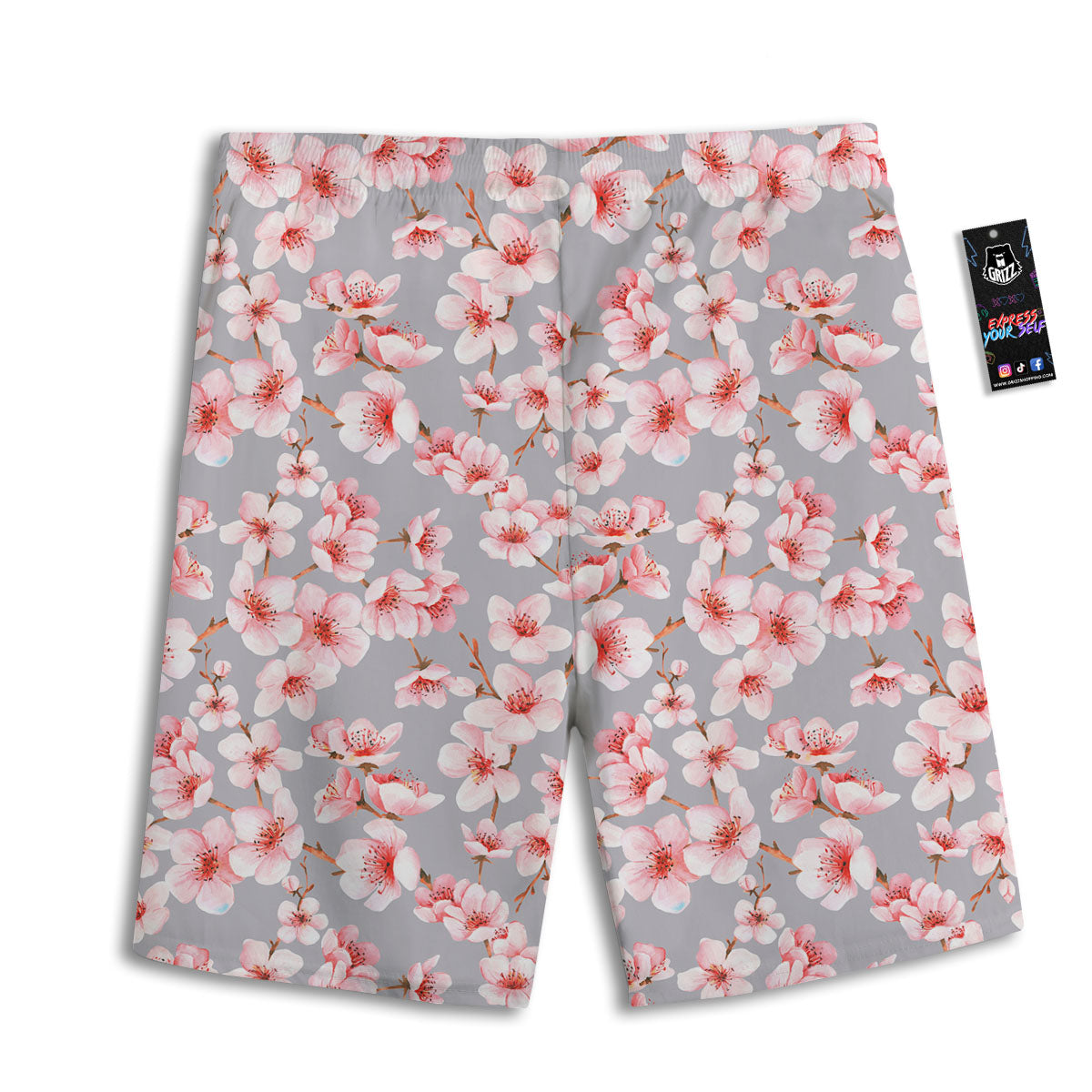 Cherry Blossom Japanese Print Pattern Men's Athletic Shorts