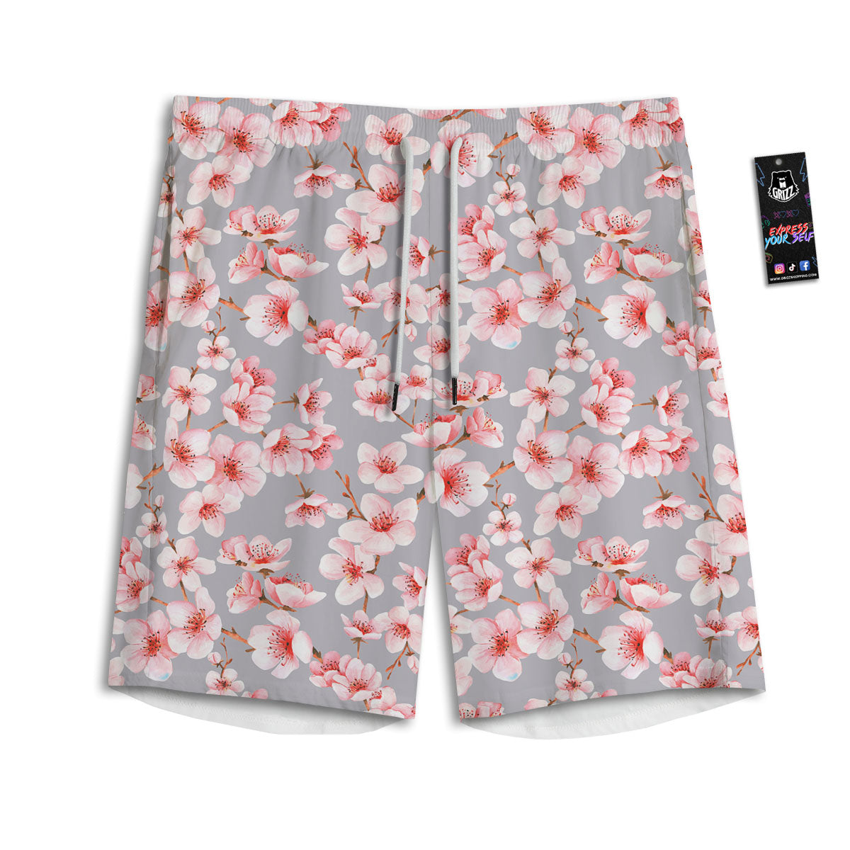 Cherry Blossom Japanese Print Pattern Men's Athletic Shorts