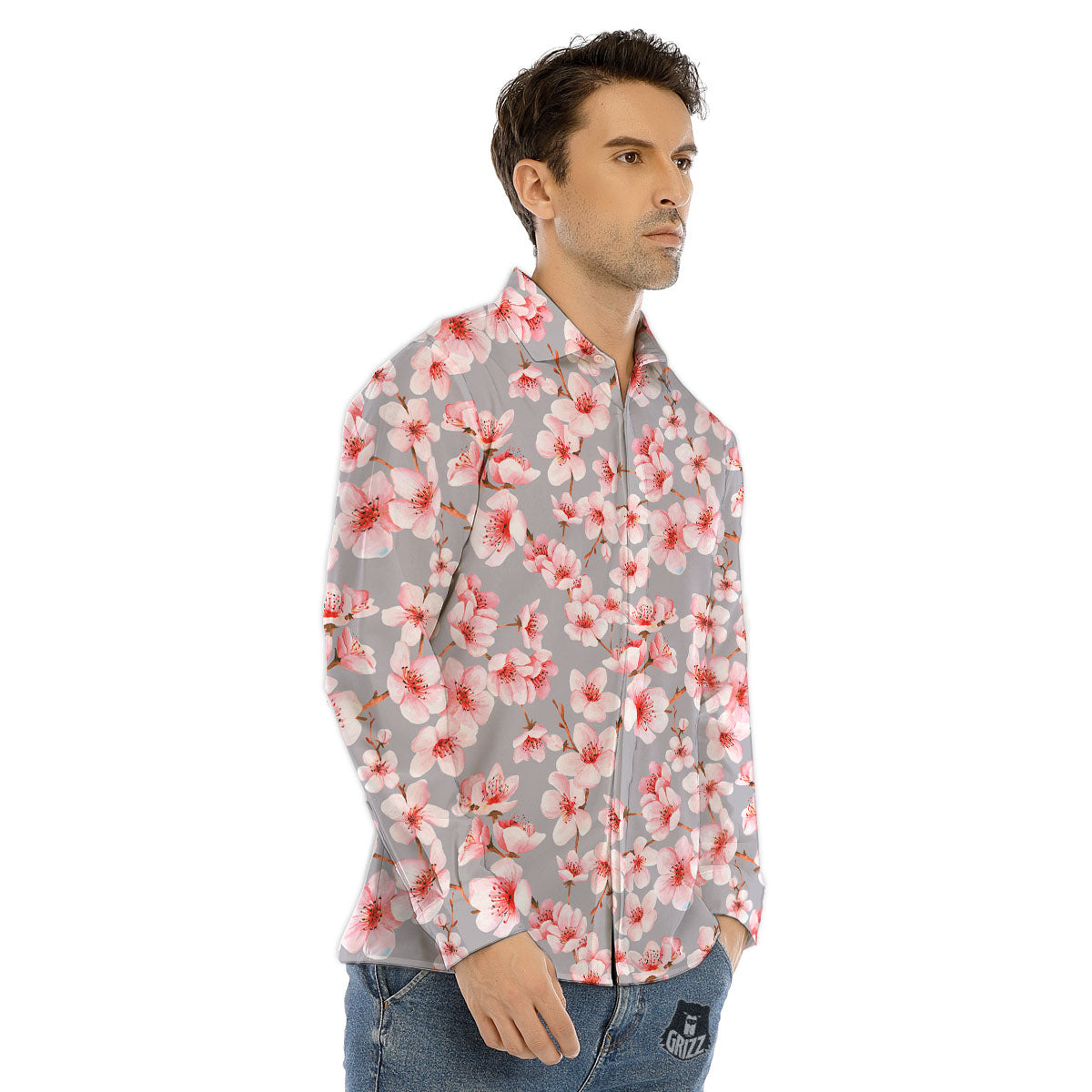 Cherry Blossom Japanese Print Pattern Men's Dress Shirts-grizzshop