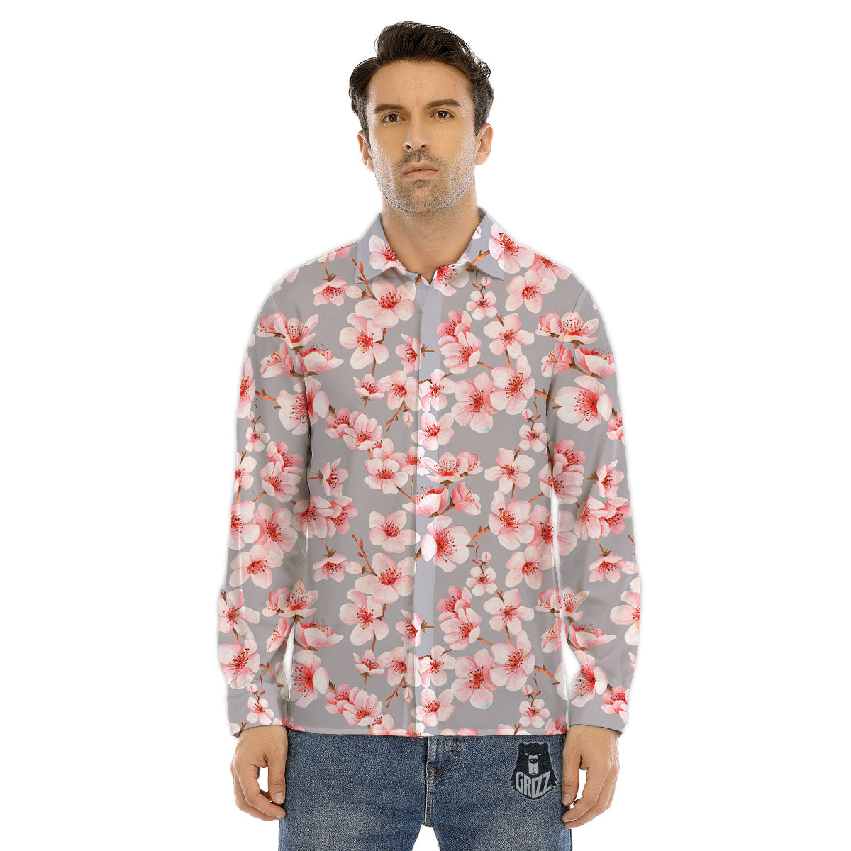 Cherry Blossom Japanese Print Pattern Men's Dress Shirts-grizzshop