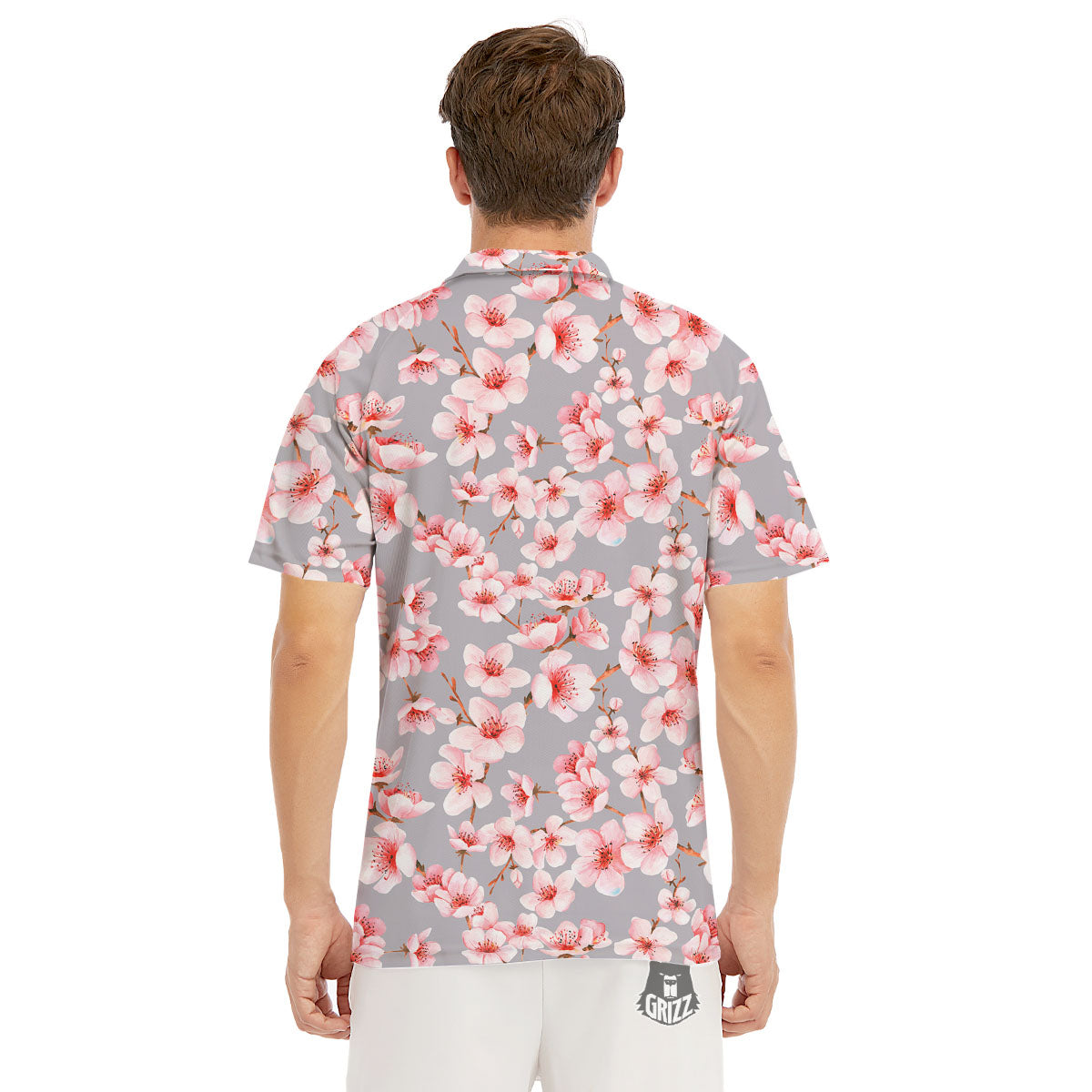 Cherry Blossom Japanese Print Pattern Men's Golf Shirts-grizzshop