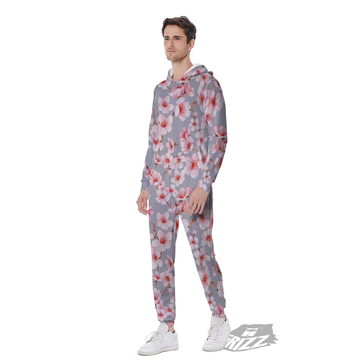 Cherry Blossom Japanese Print Pattern Men's Jumpsuit-grizzshop