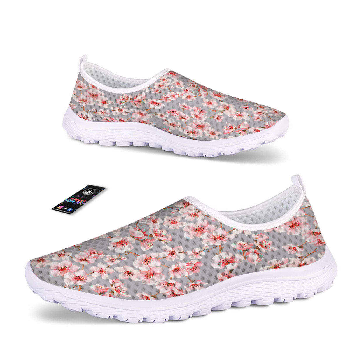 Cherry Blossom Japanese Print Pattern Nurse Shoes-grizzshop