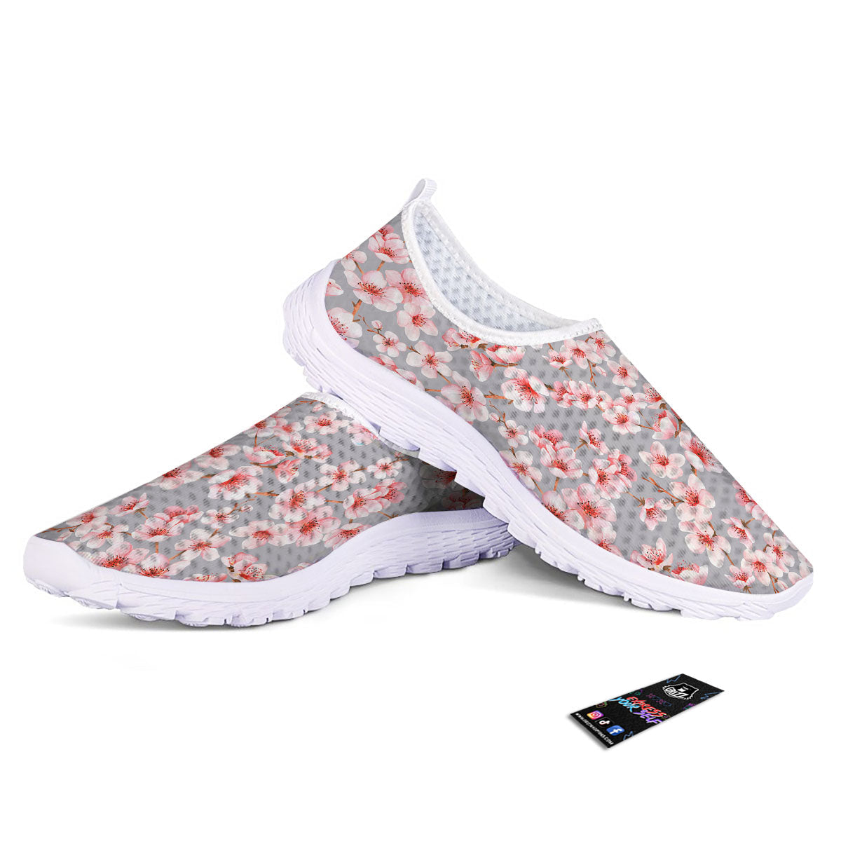 Cherry Blossom Japanese Print Pattern Nurse Shoes-grizzshop