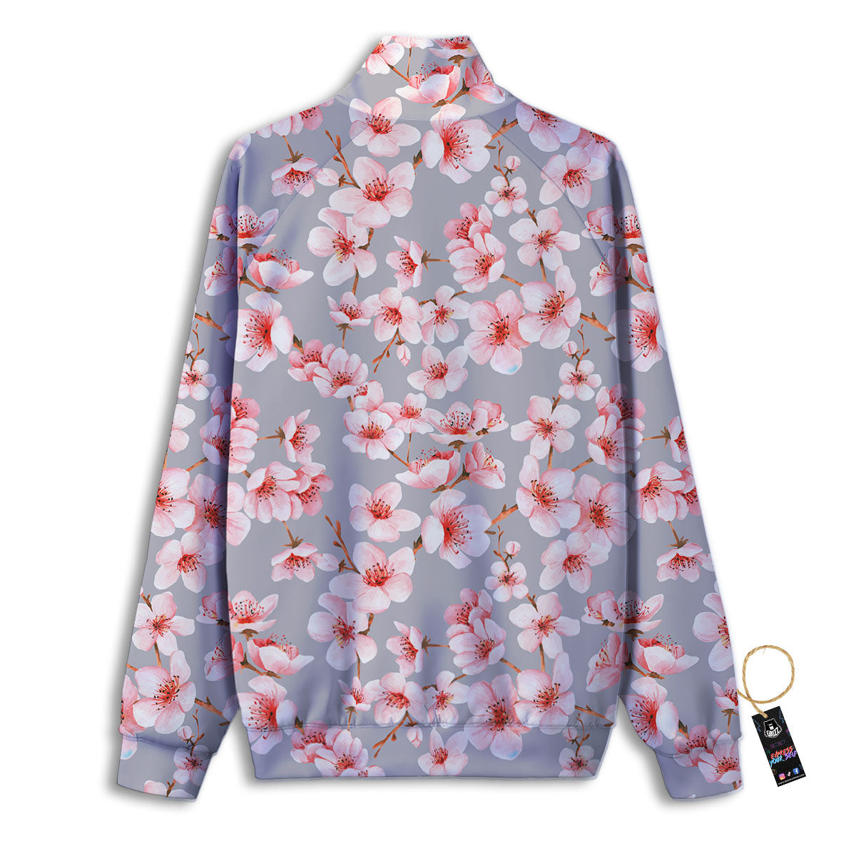 Cherry Blossom Japanese Print Pattern Track Jacket-grizzshop
