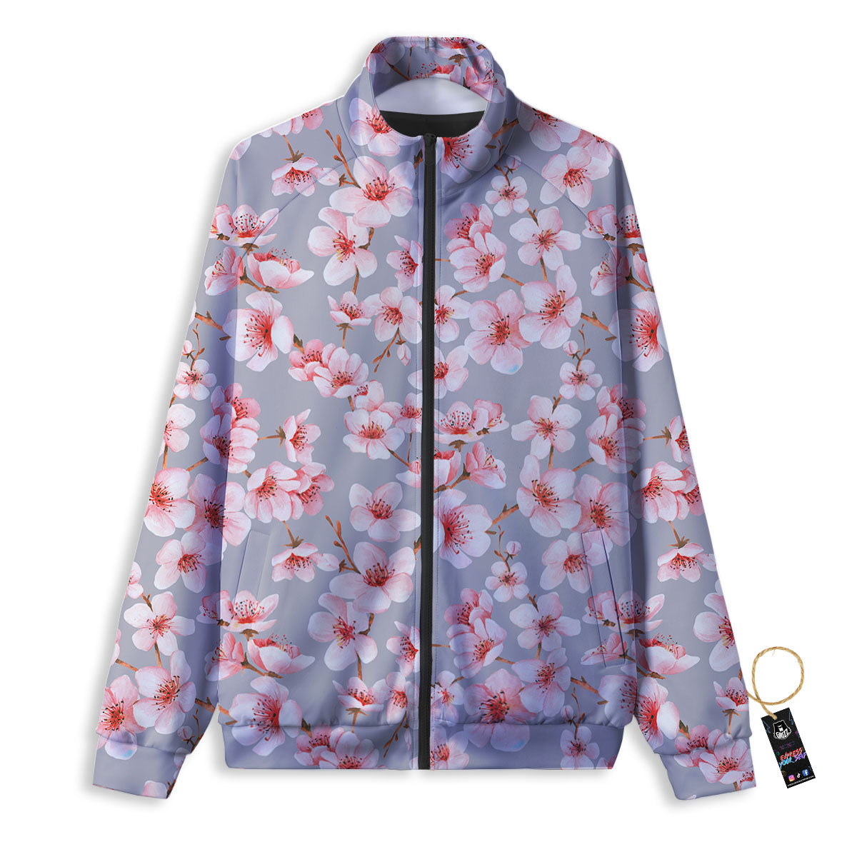 Cherry Blossom Japanese Print Pattern Track Jacket-grizzshop